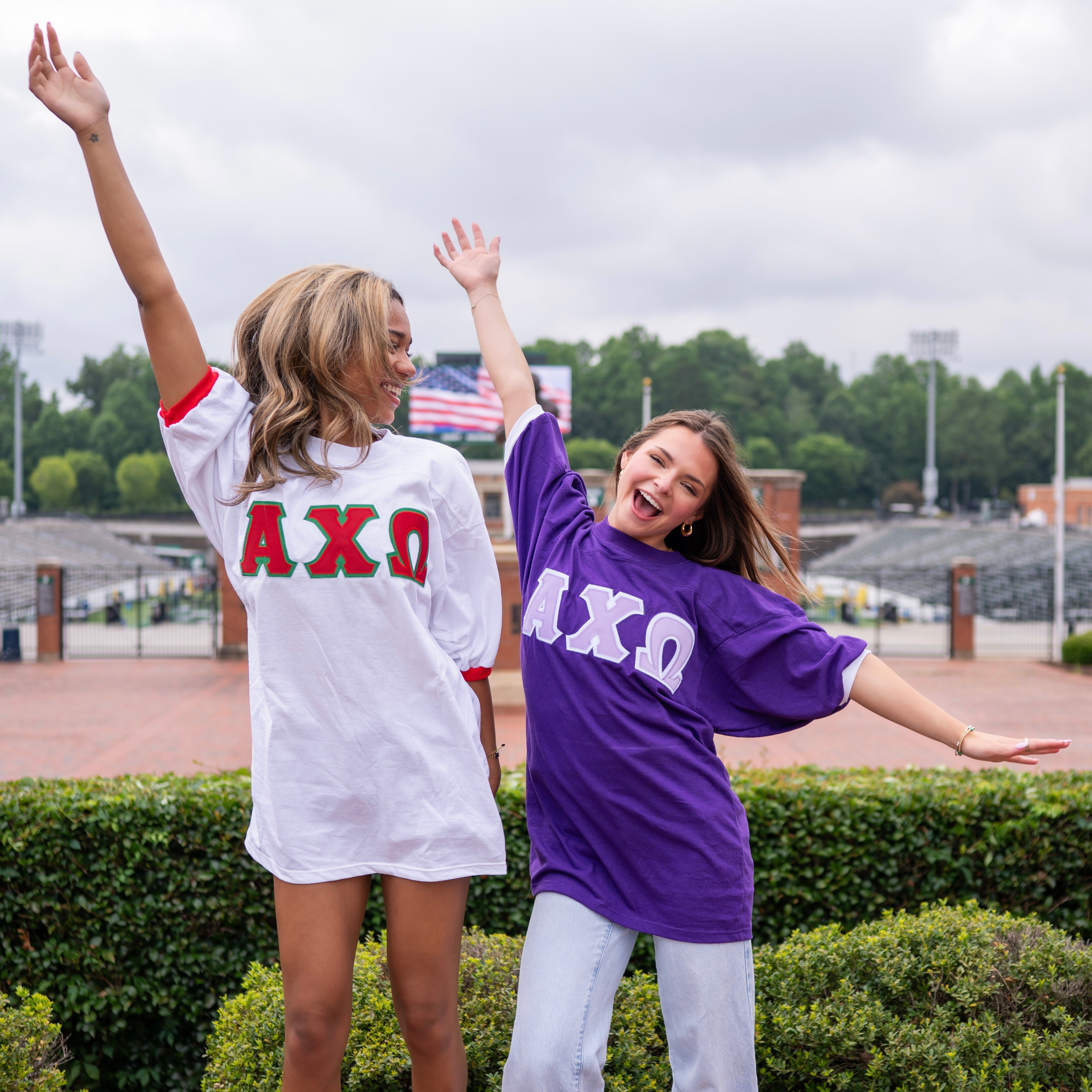 Basic Greek Letter Crew Neck Jersey - Alpha Chi Omega