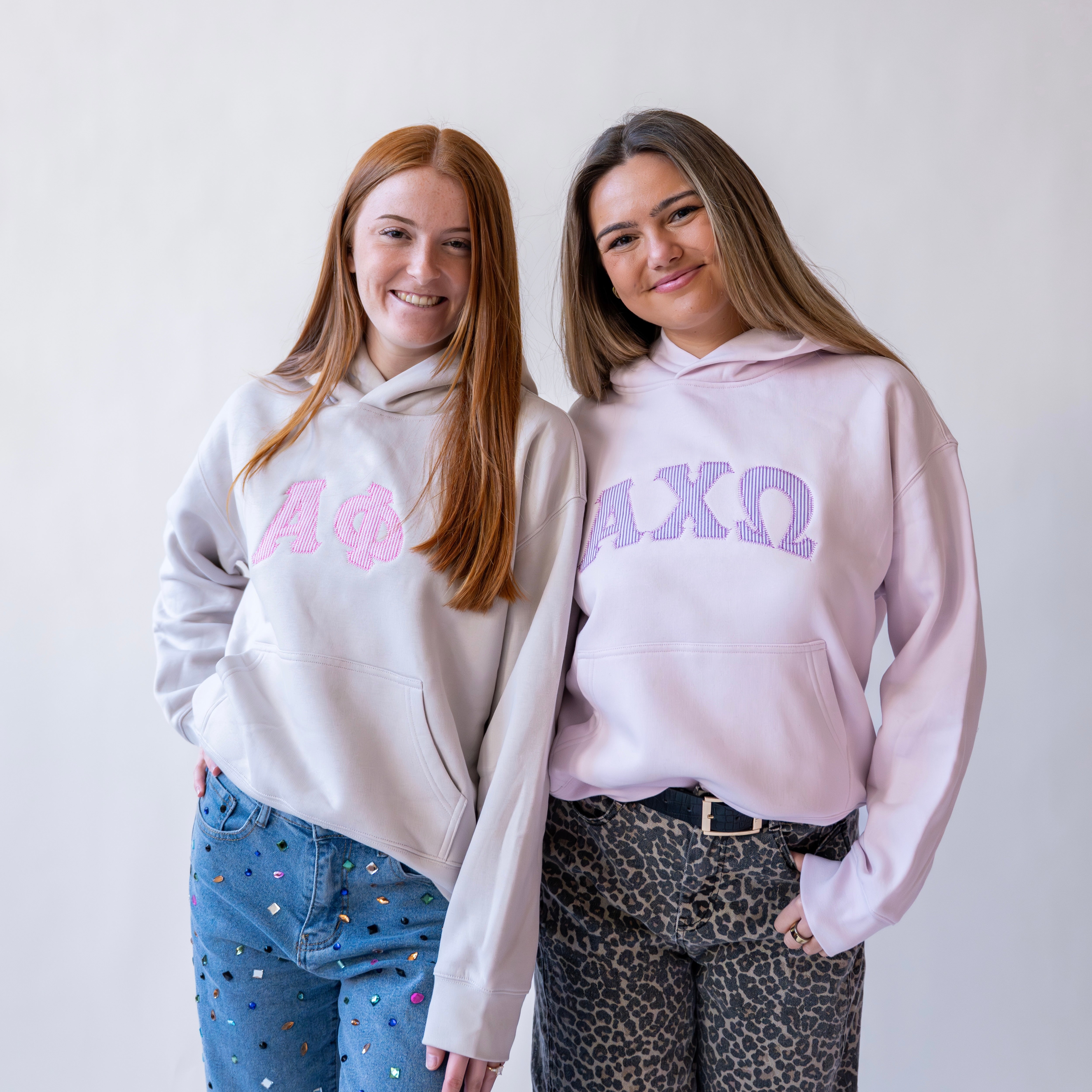 That Girl Curved Purple Seersucker Embroidered Hoodie Sweatshirt