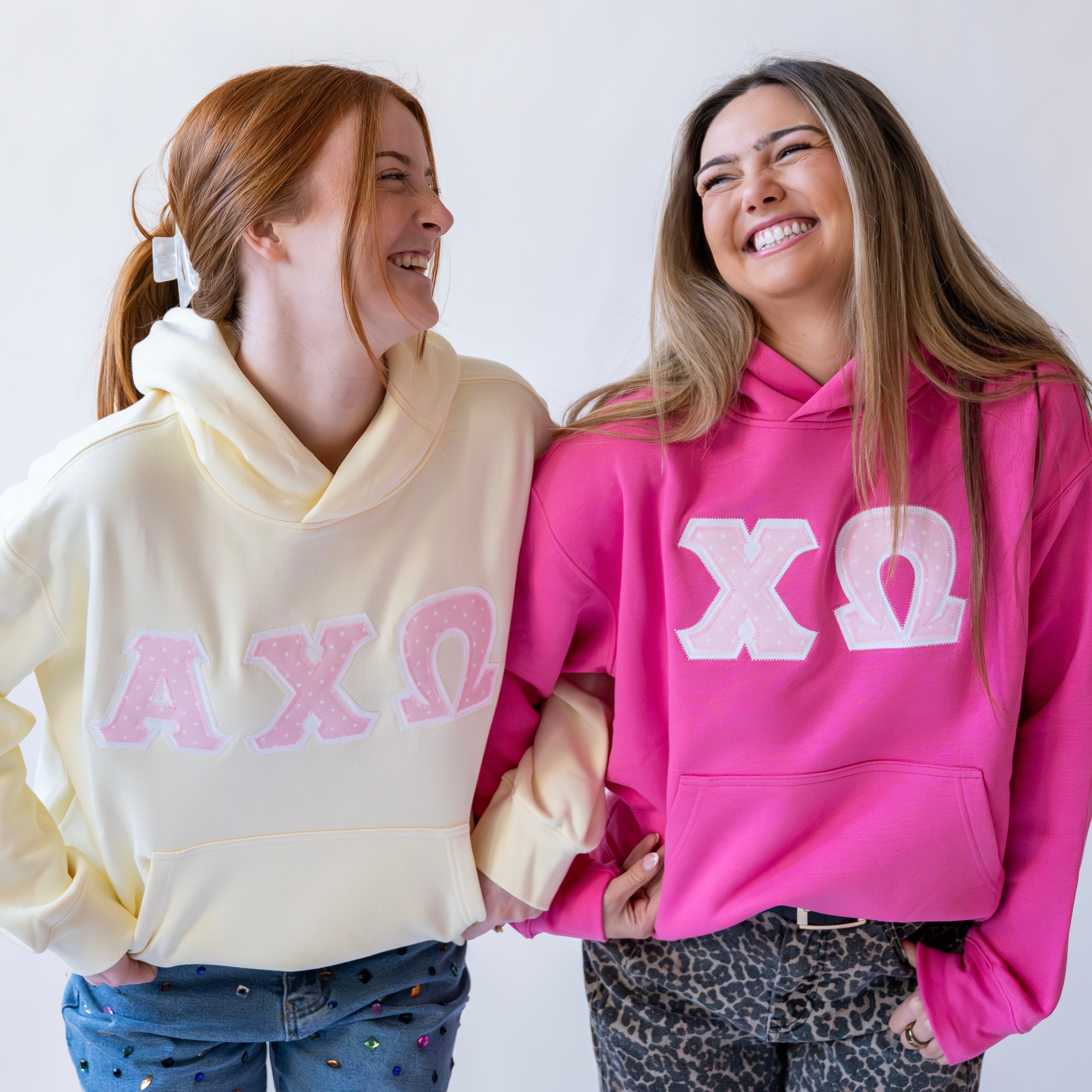 Pink Polka Dot Hoodie Sweatshirt - Chi Omega