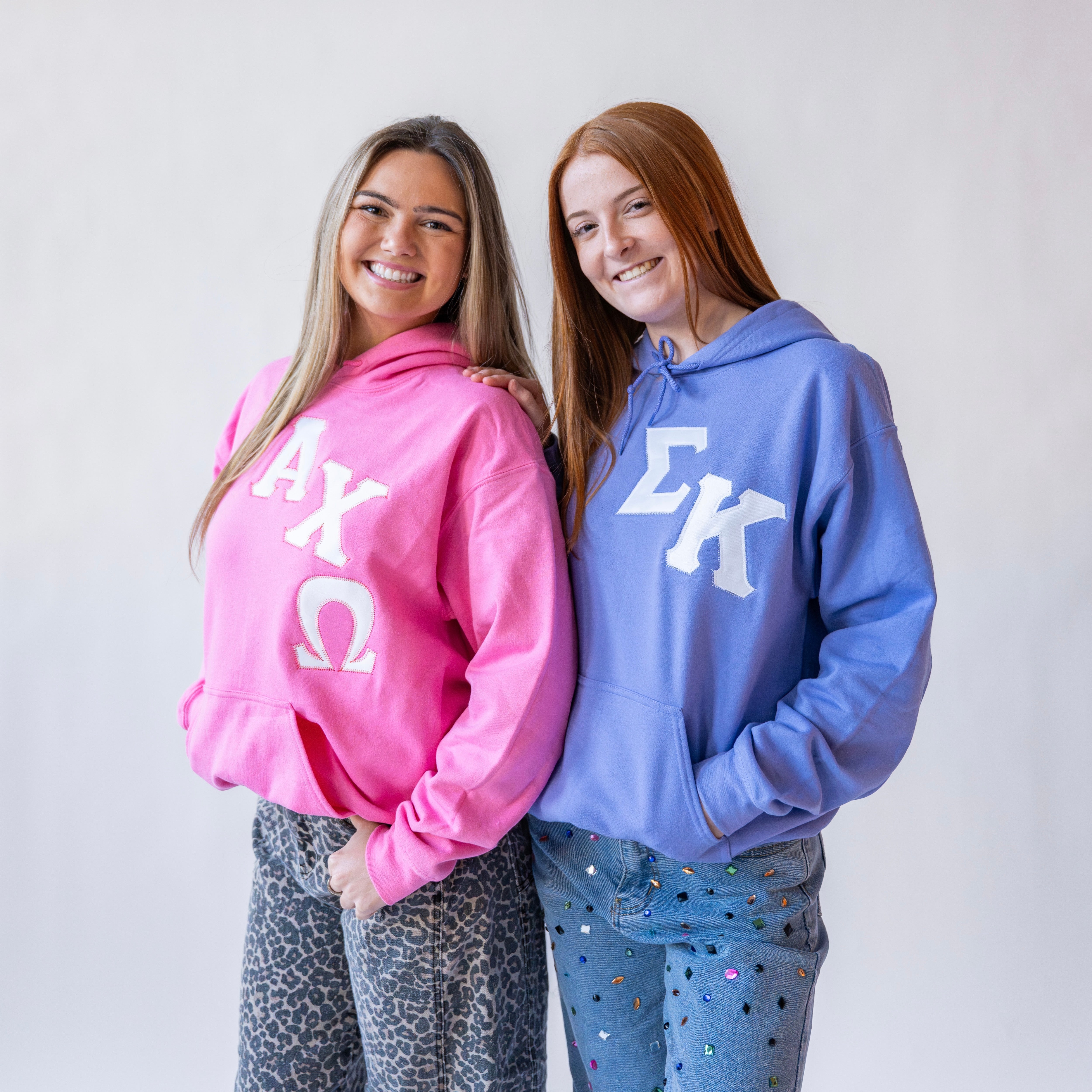 Asymmetrical Greek Letter Hooded Sweatshirt