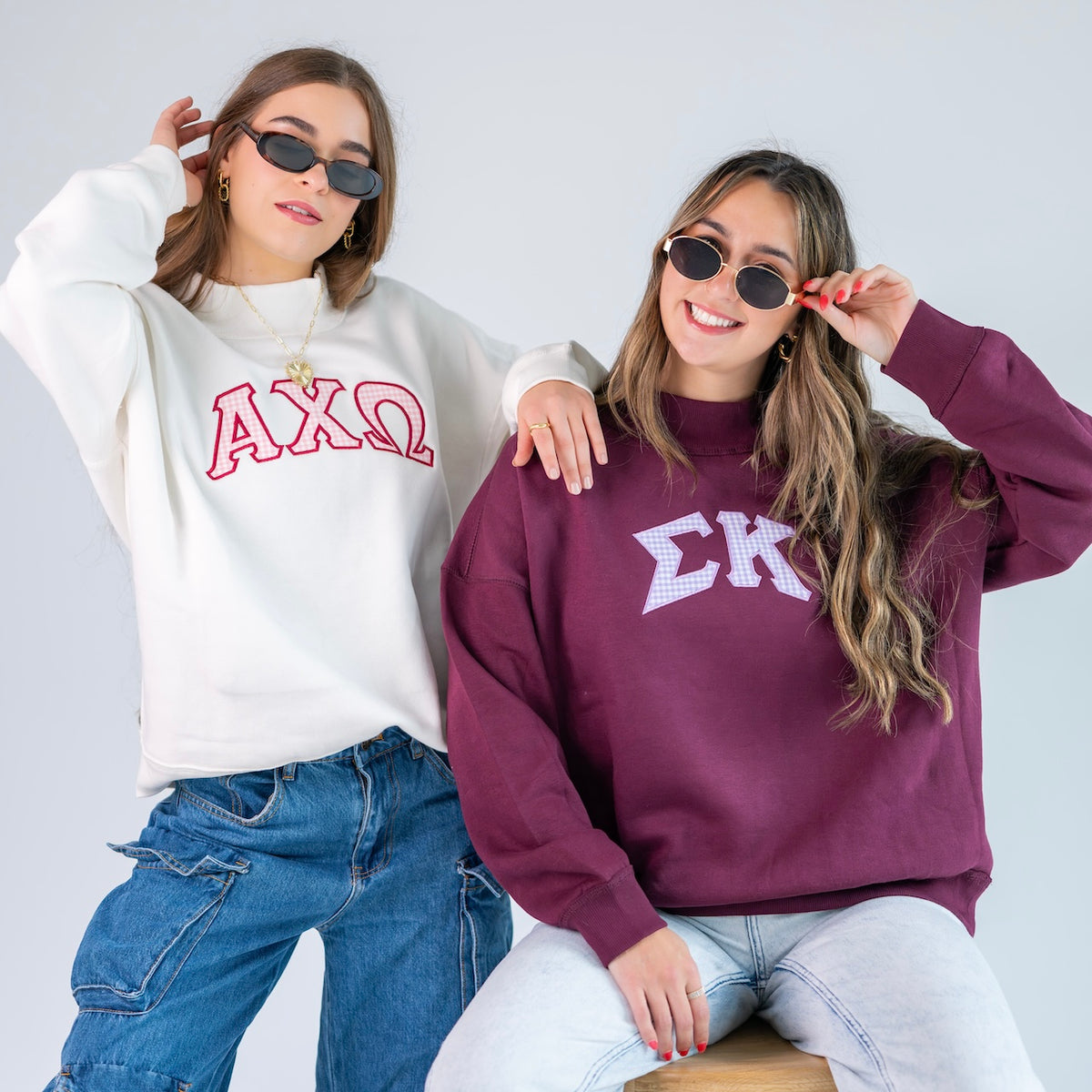 That Girl Gingham Greek Letter Mockneck Sweatshirt