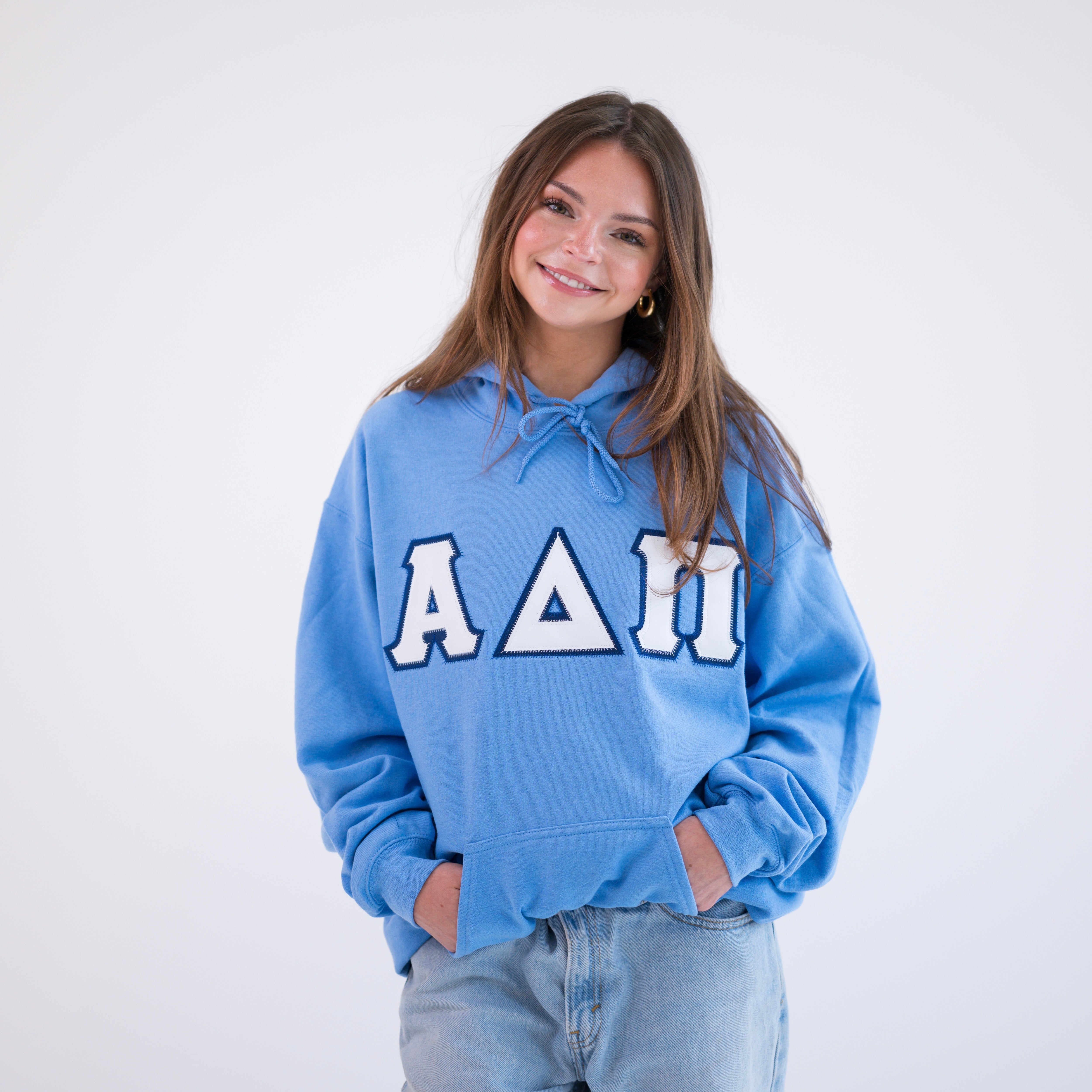Basic Greek Letter Hoodie Sweatshirt - Alpha Delta Pi