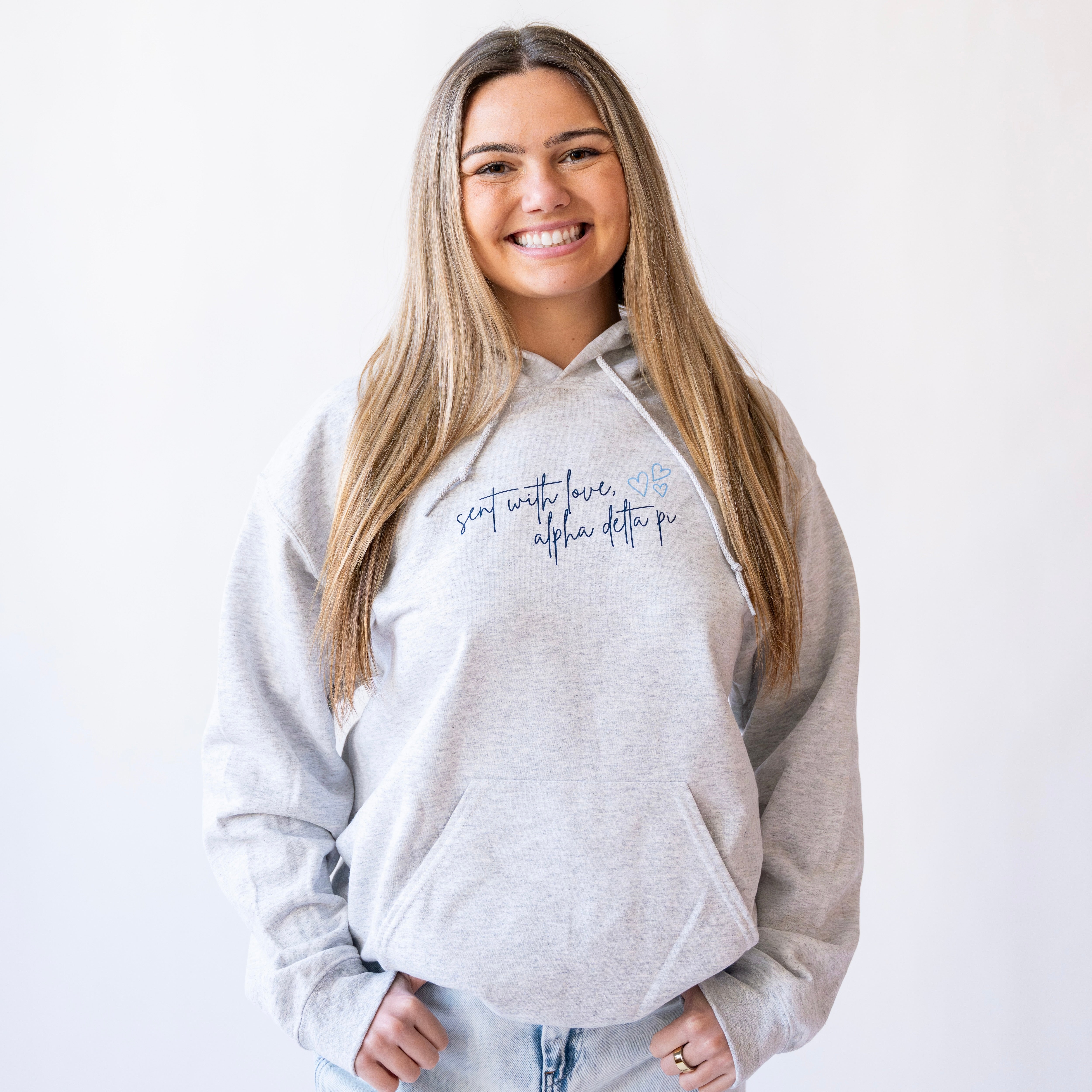 Delivered With Love Hoodie Sweatshirt - Alpha Delta Pi