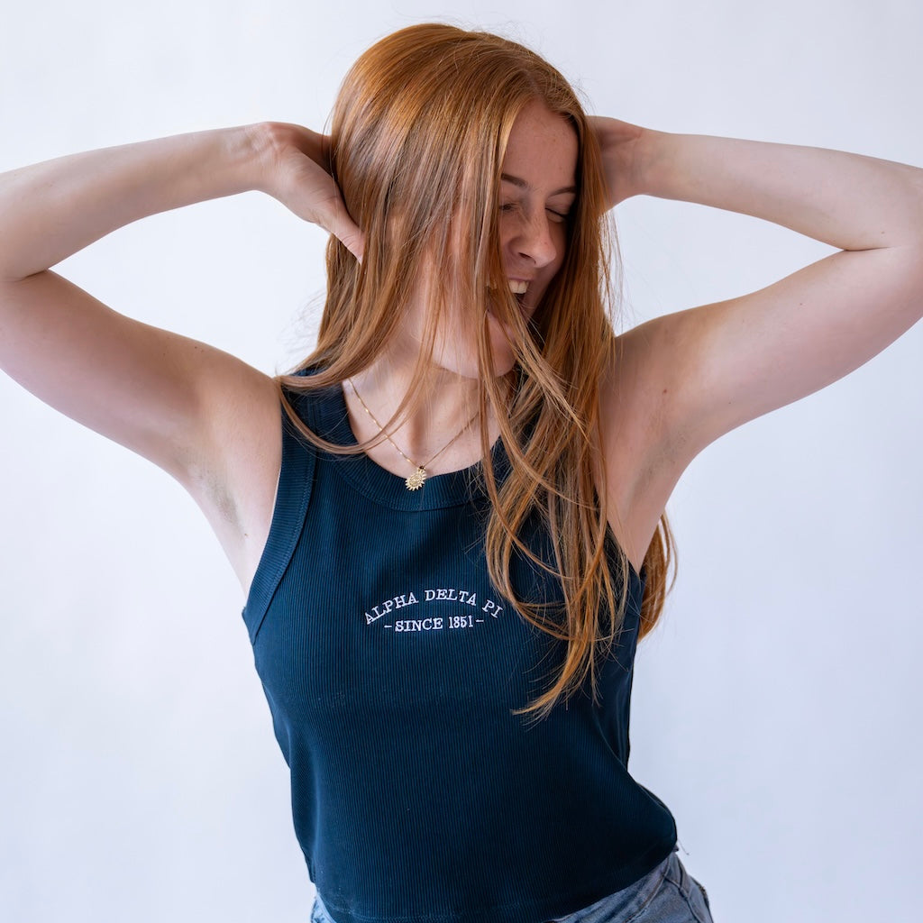 Offshore Embroidered Cropped Tank Top - Alpha Delta Pi