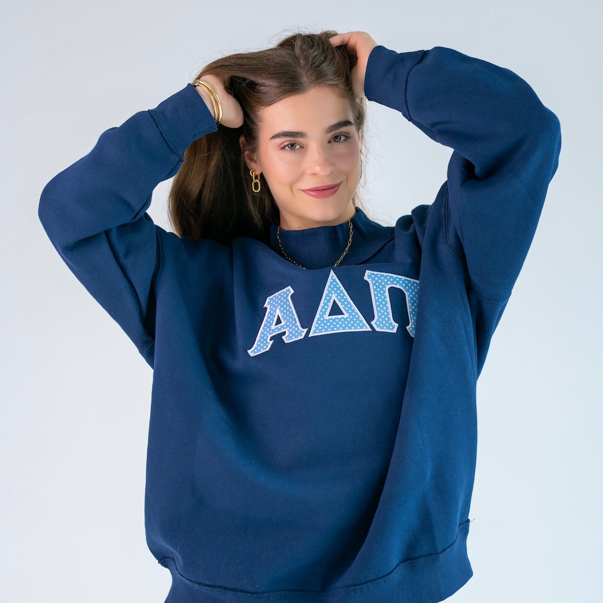 That Girl Polka Dot Greek Letter Mockneck Sweatshirt - Alpha Delta Pi