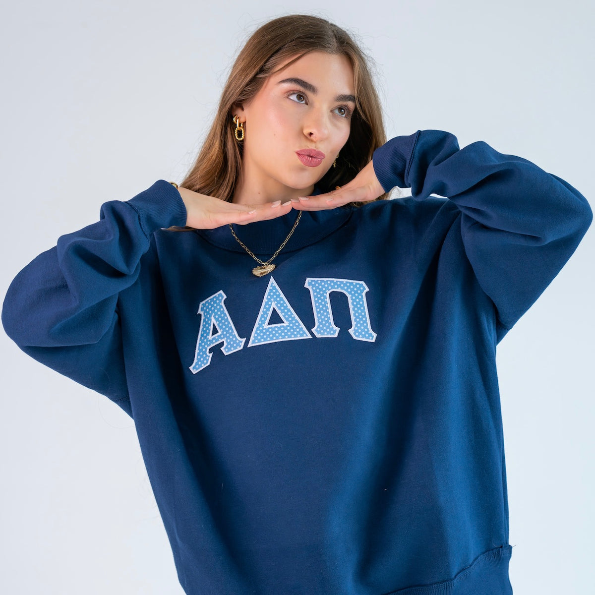 That Girl Polka Dot Greek Letter Mockneck Sweatshirt - Alpha Delta Pi