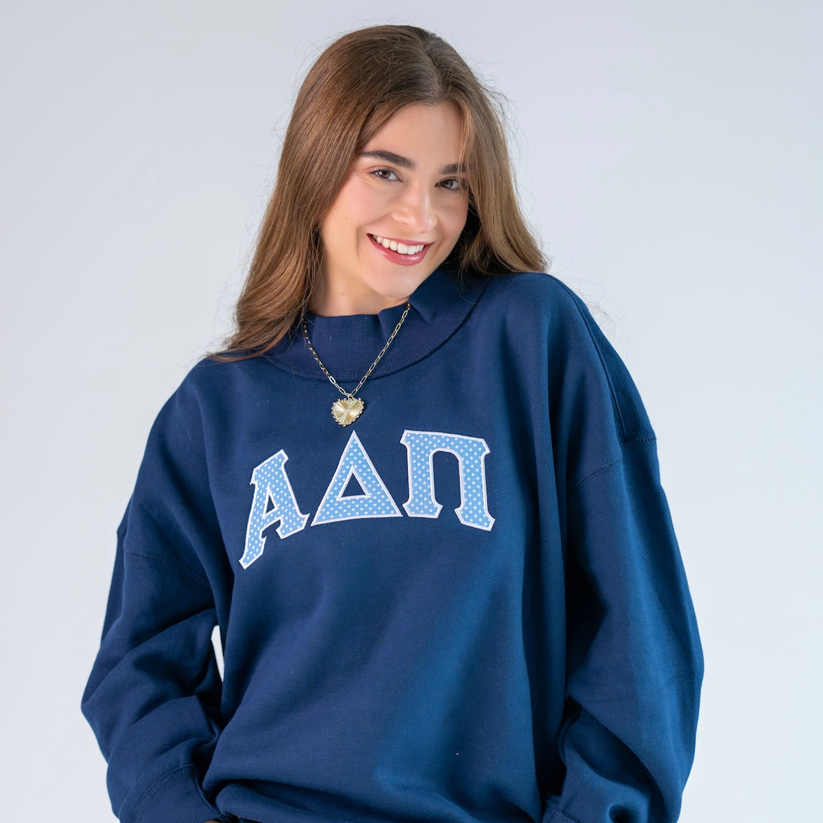 That Girl Polka Dot Greek Letter Mockneck Sweatshirt - Alpha Delta Pi