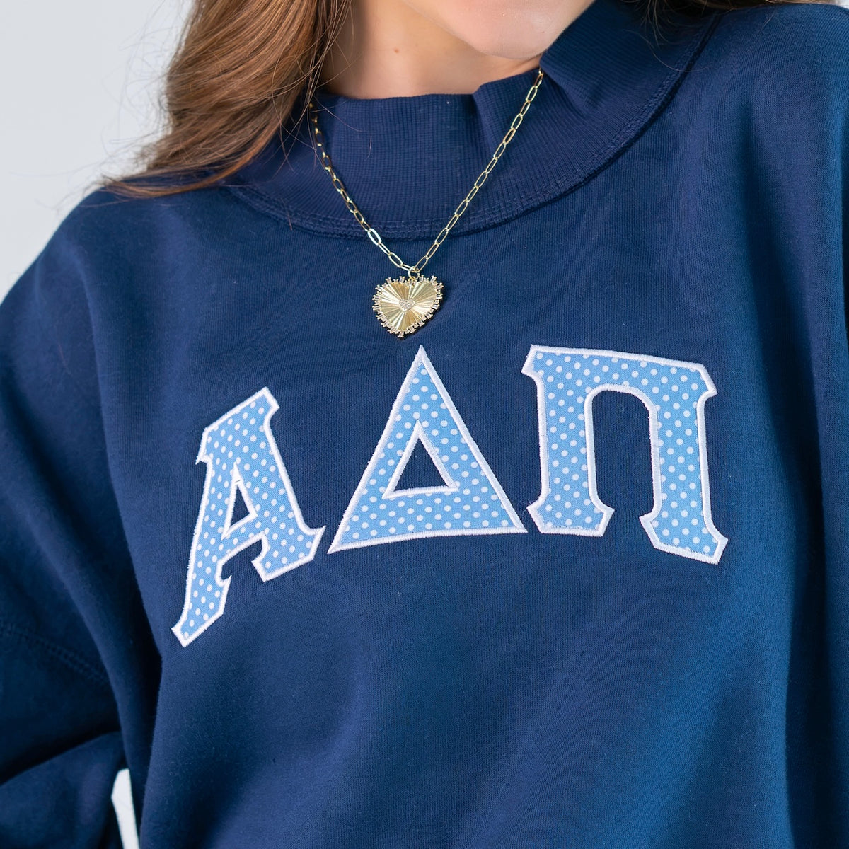 That Girl Polka Dot Greek Letter Mockneck Sweatshirt