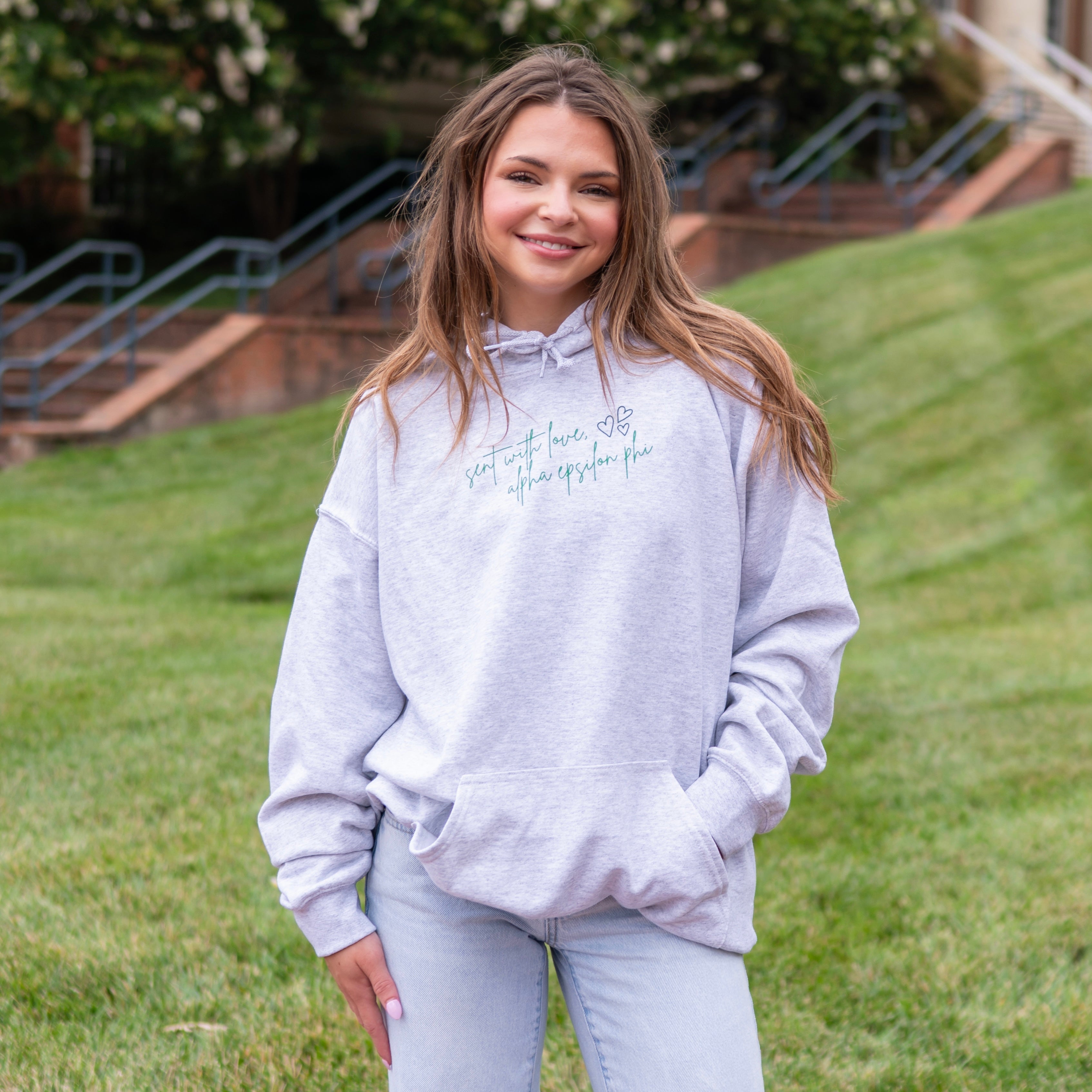 Delivered With Love Hoodie Sweatshirt - Alpha Epsilon Phi