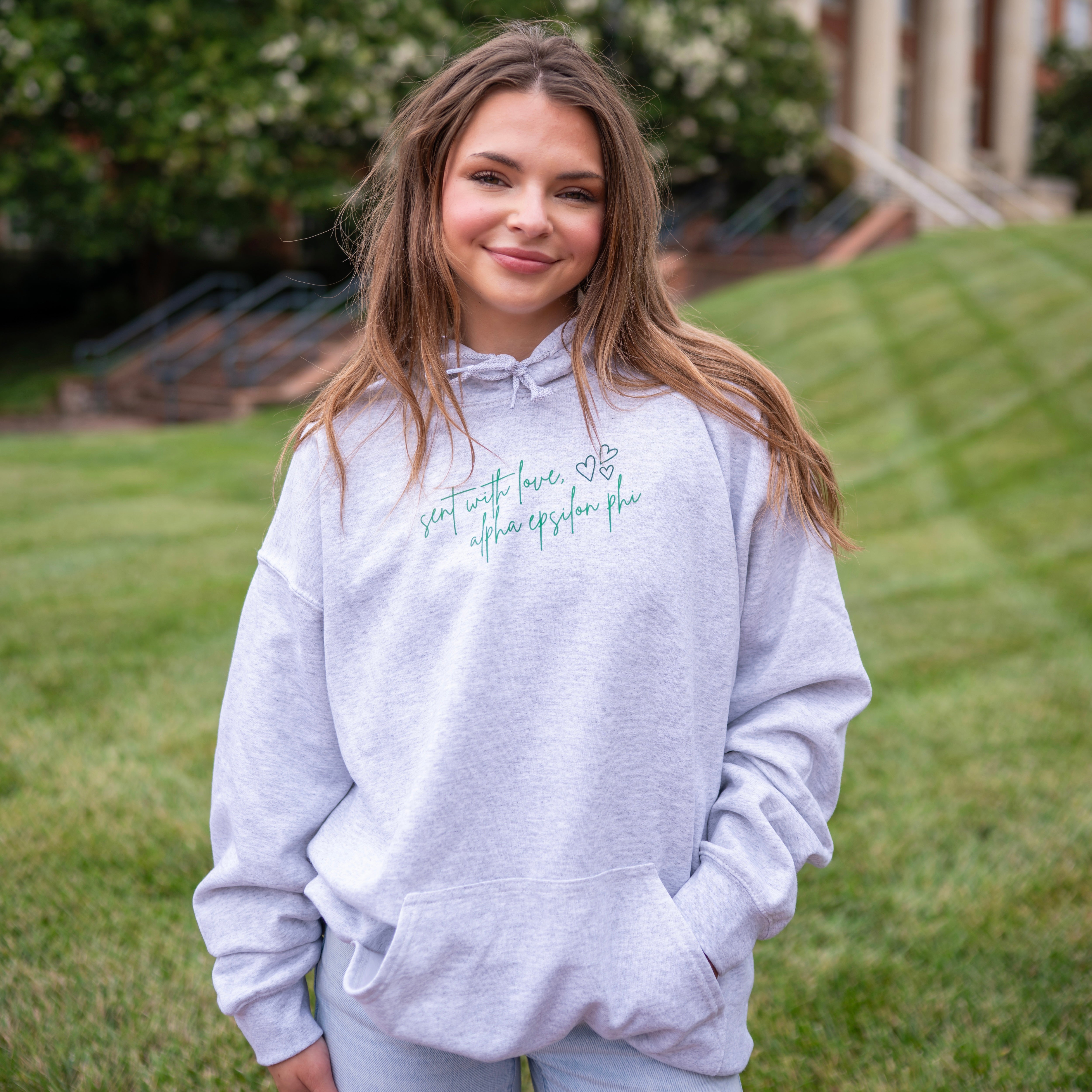 Delivered With Love Hoodie Sweatshirt - Alpha Epsilon Phi