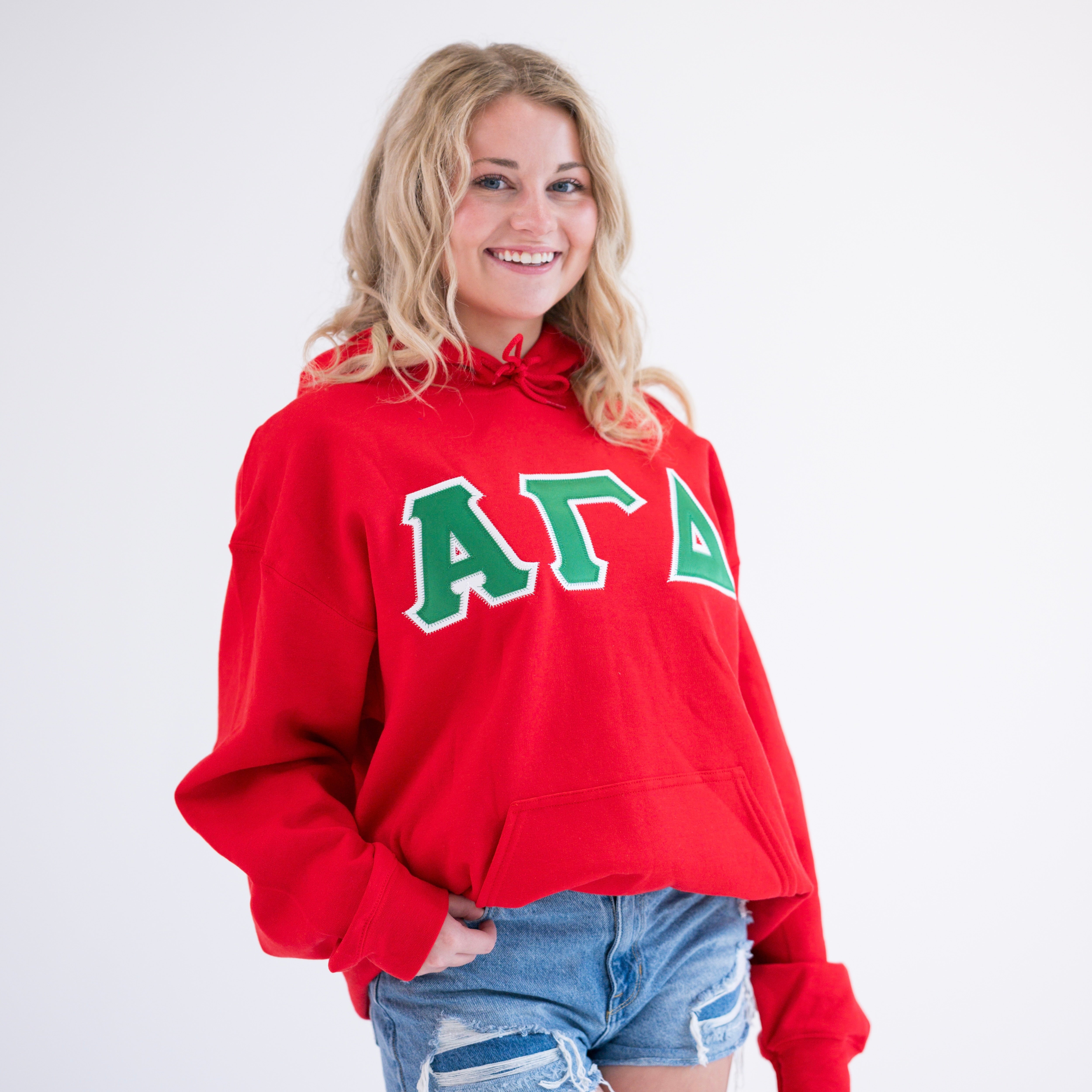 Basic Greek Letter Hoodie Sweatshirt - Alpha Gamma Delta