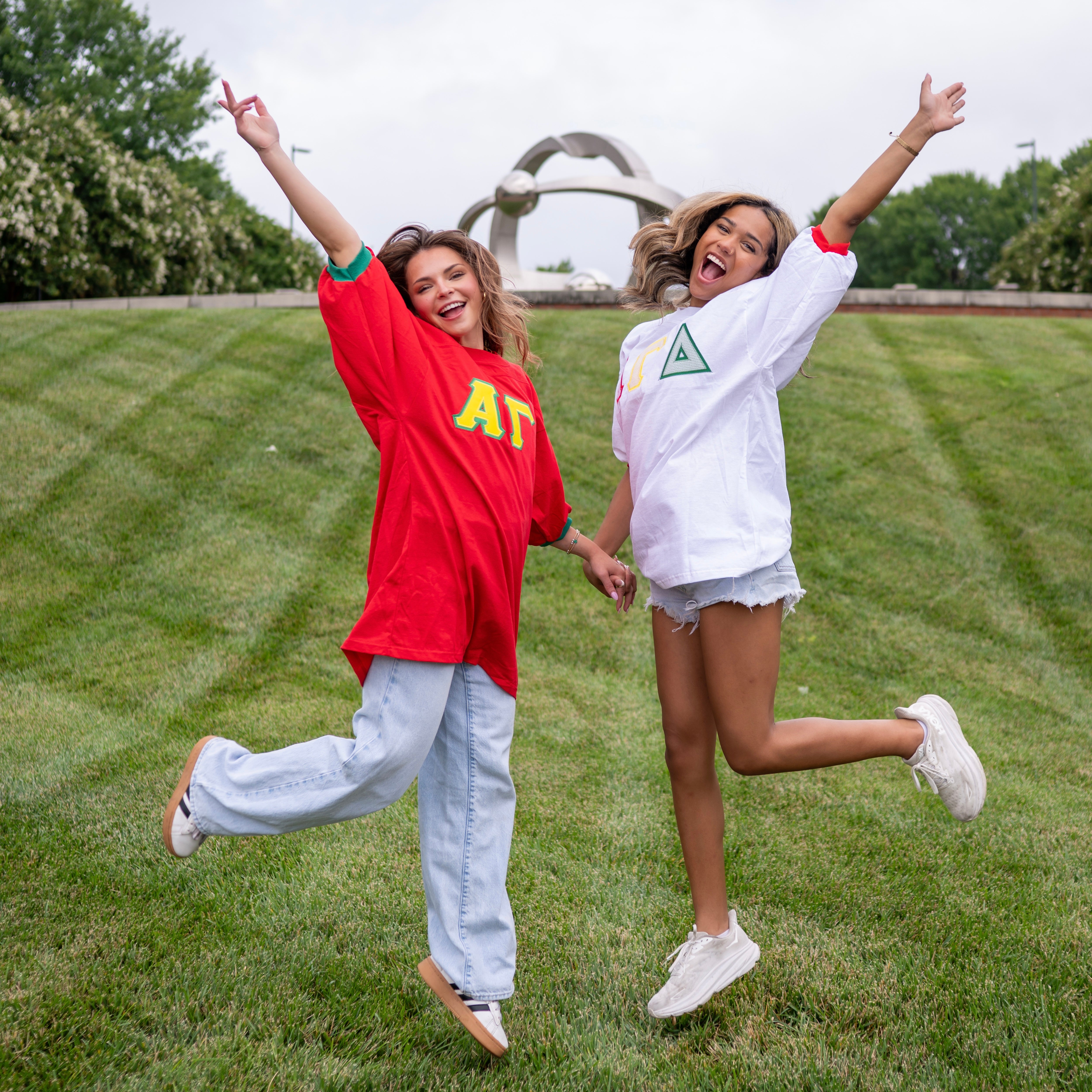 Basic Greek Letter Crew Neck Jersey - Alpha Gamma Delta