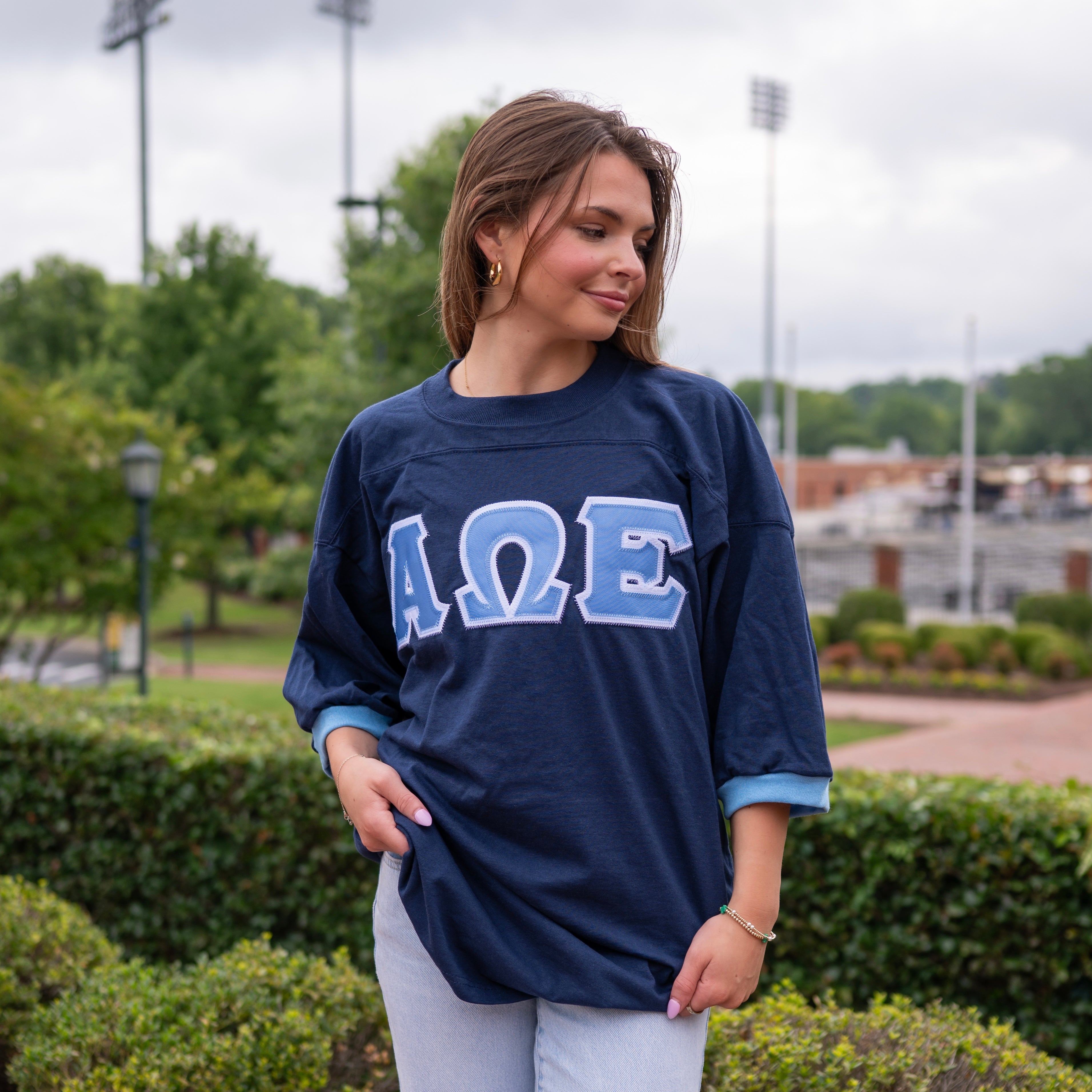 Basic Greek Letter Crew Neck Jersey - Alpha Omega Epsilon