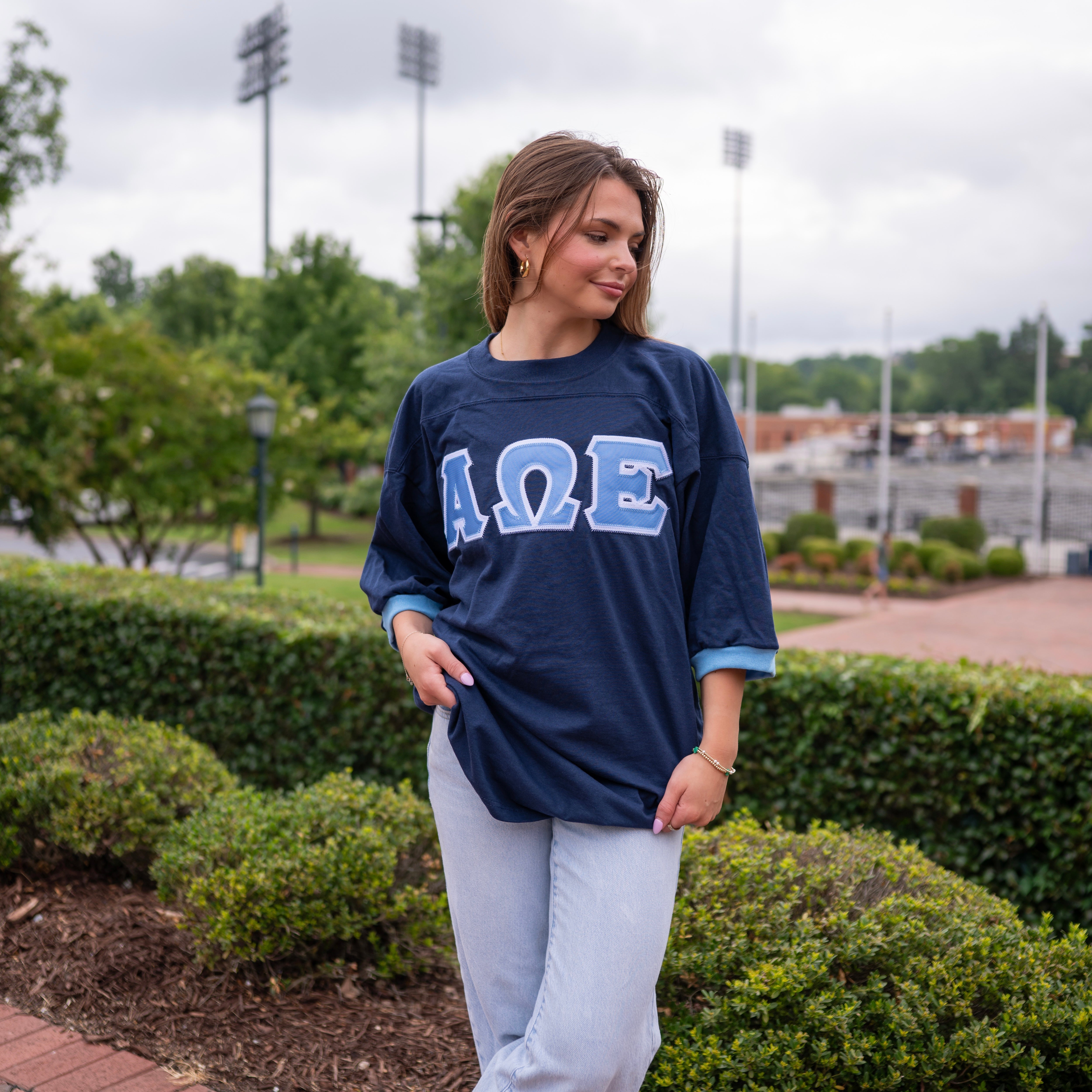 Basic Greek Letter Crew Neck Jersey - Alpha Omega Epsilon