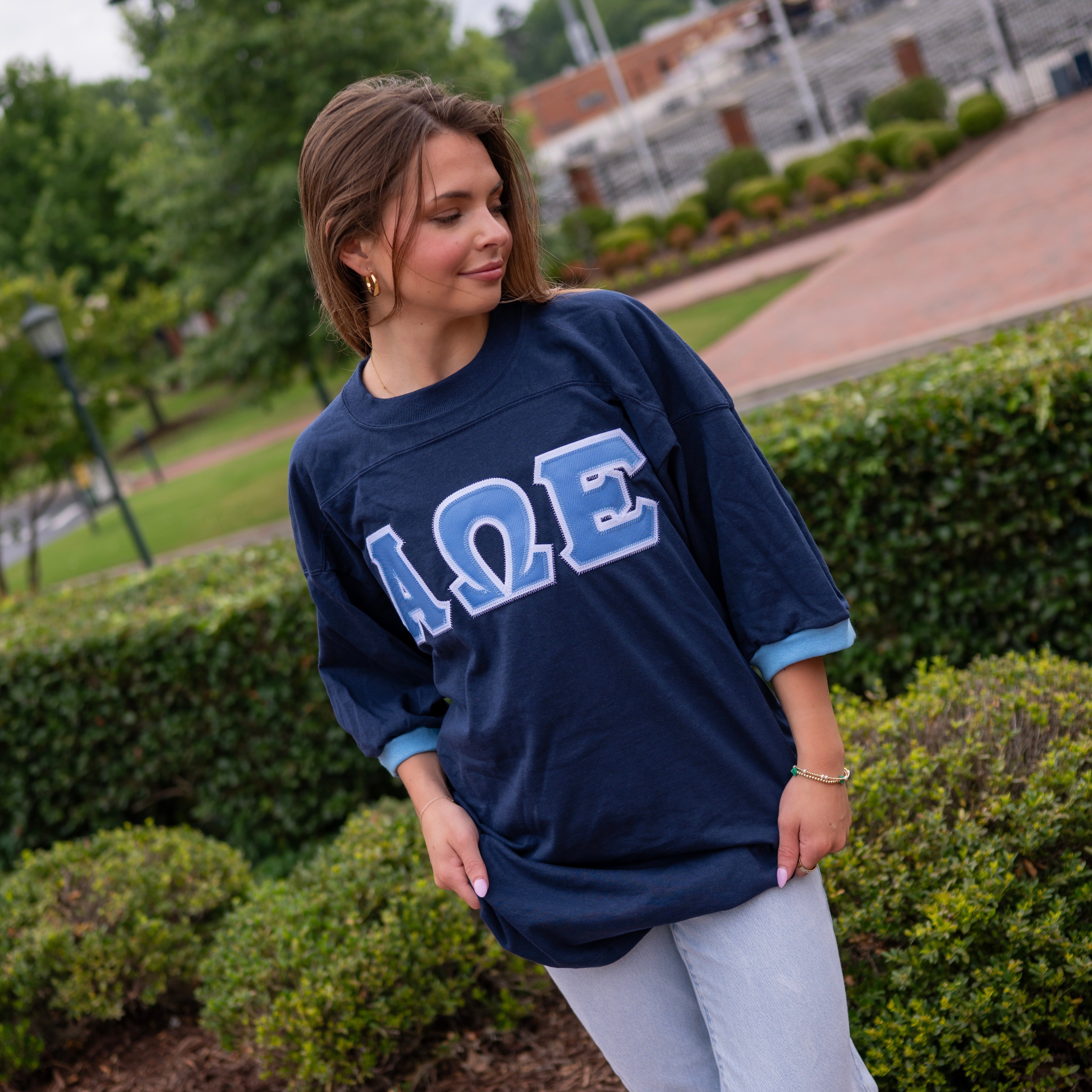 Basic Greek Letter Crew Neck Jersey - Alpha Omega Epsilon