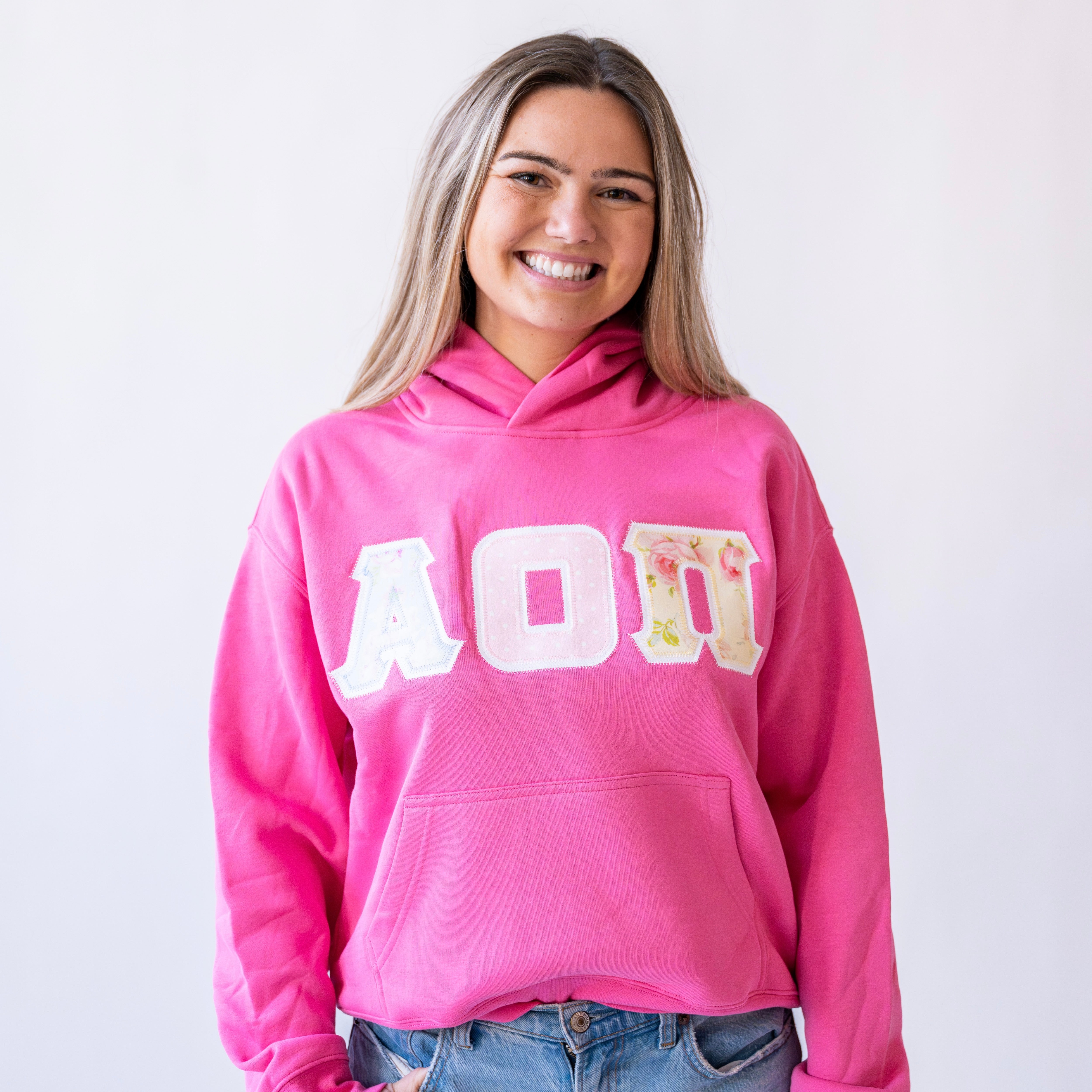 Garden Gate Tri Floral Hoodie Sweatshirt - Alpha Omicron Pi