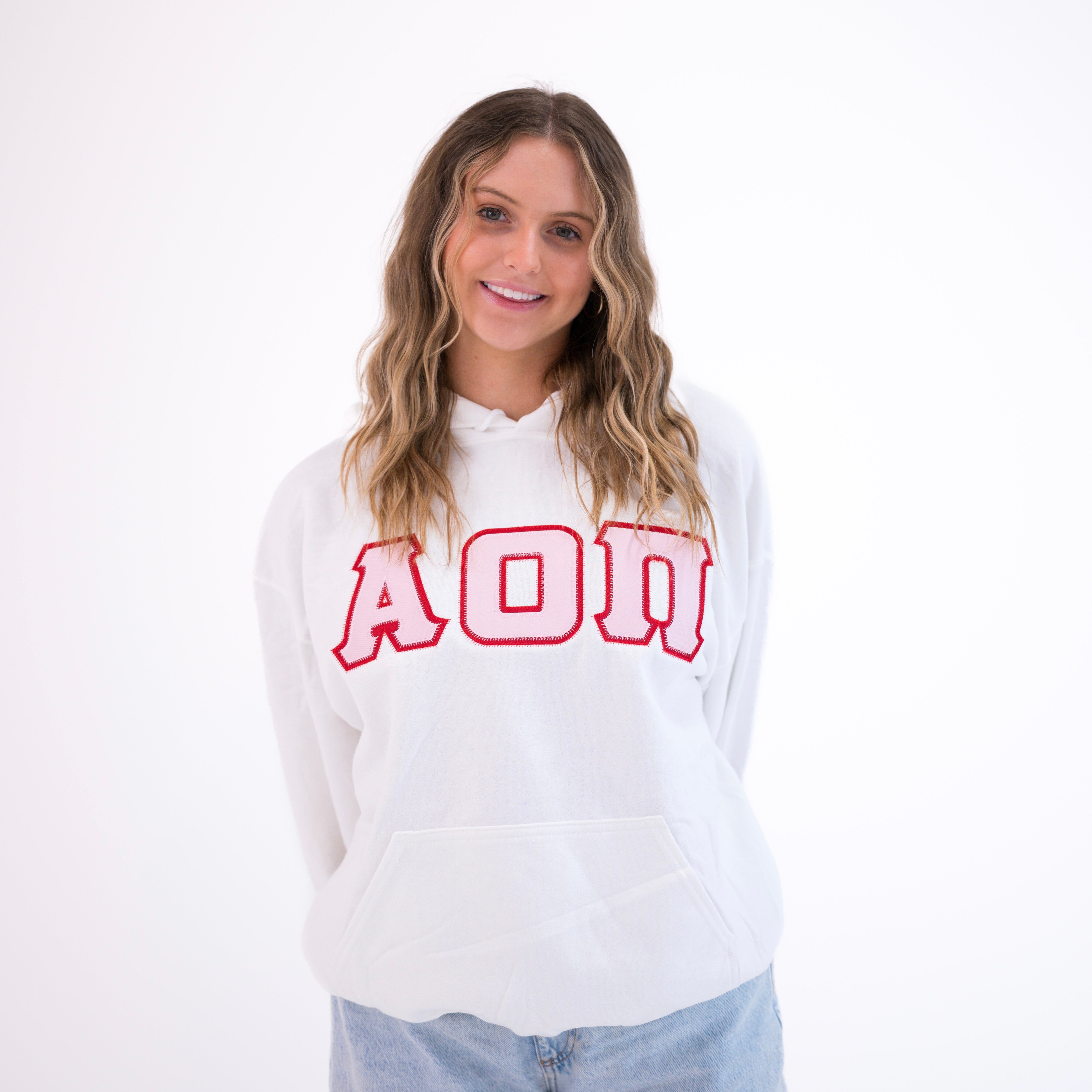 Basic Greek Letter Hoodie Sweatshirt - Alpha Omicron Pi