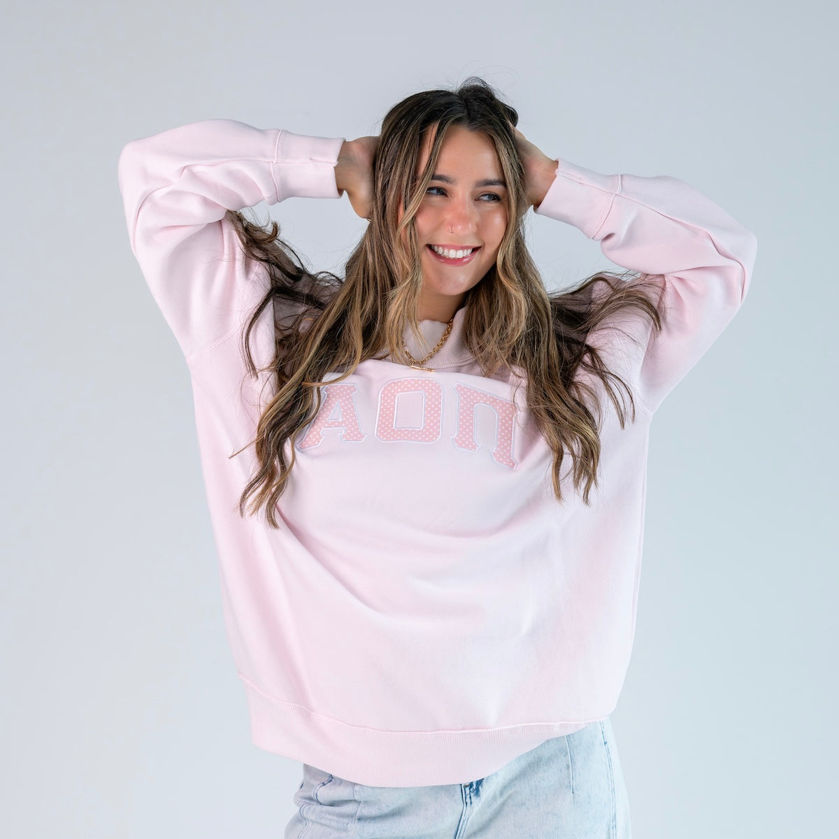 That Girl Polka Dot Greek Letter Mockneck Sweatshirt