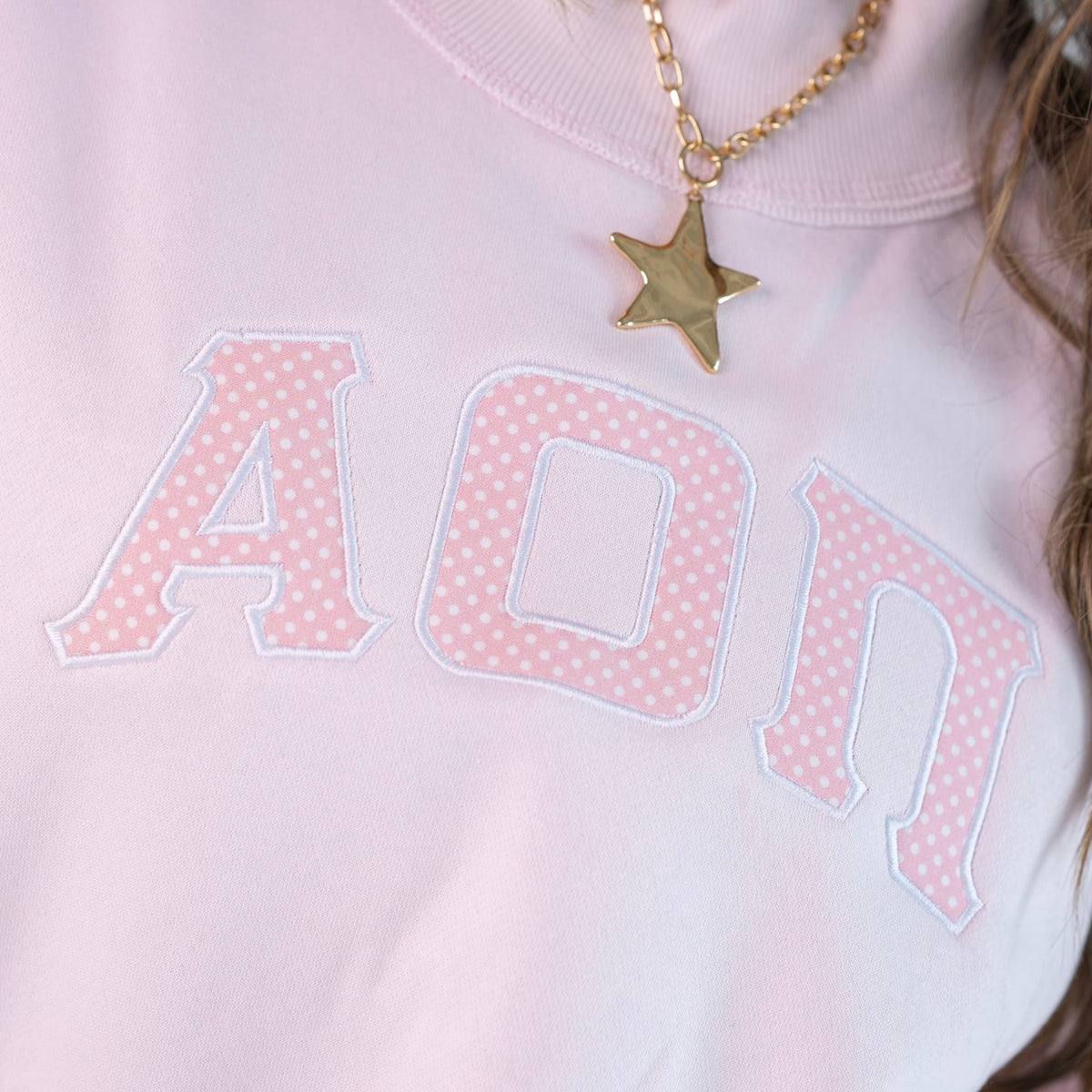 That Girl Polka Dot Greek Letter Mockneck Sweatshirt - Alpha Omicron Pi