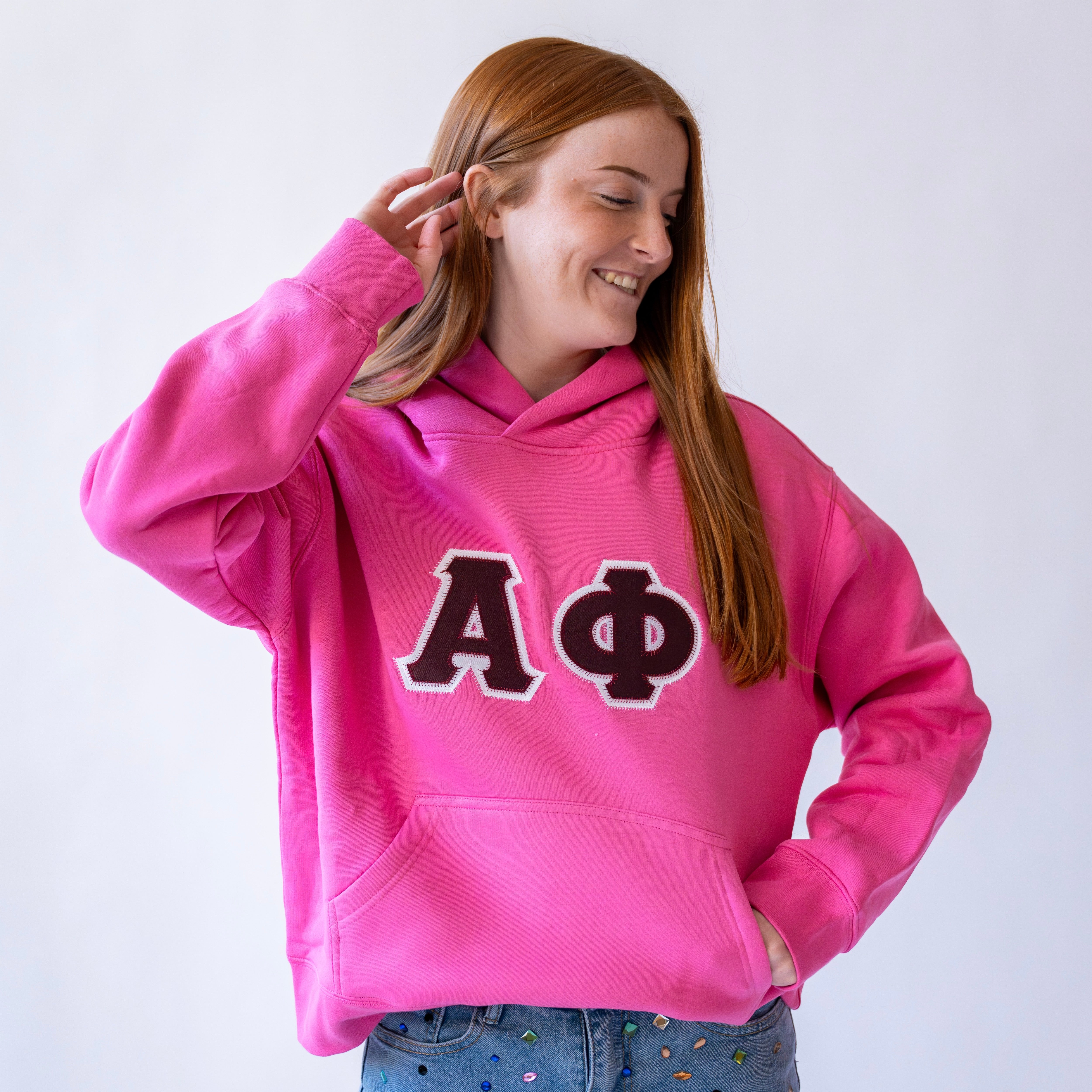Basic Greek Letter Hoodie Sweatshirt - Alpha Phi
