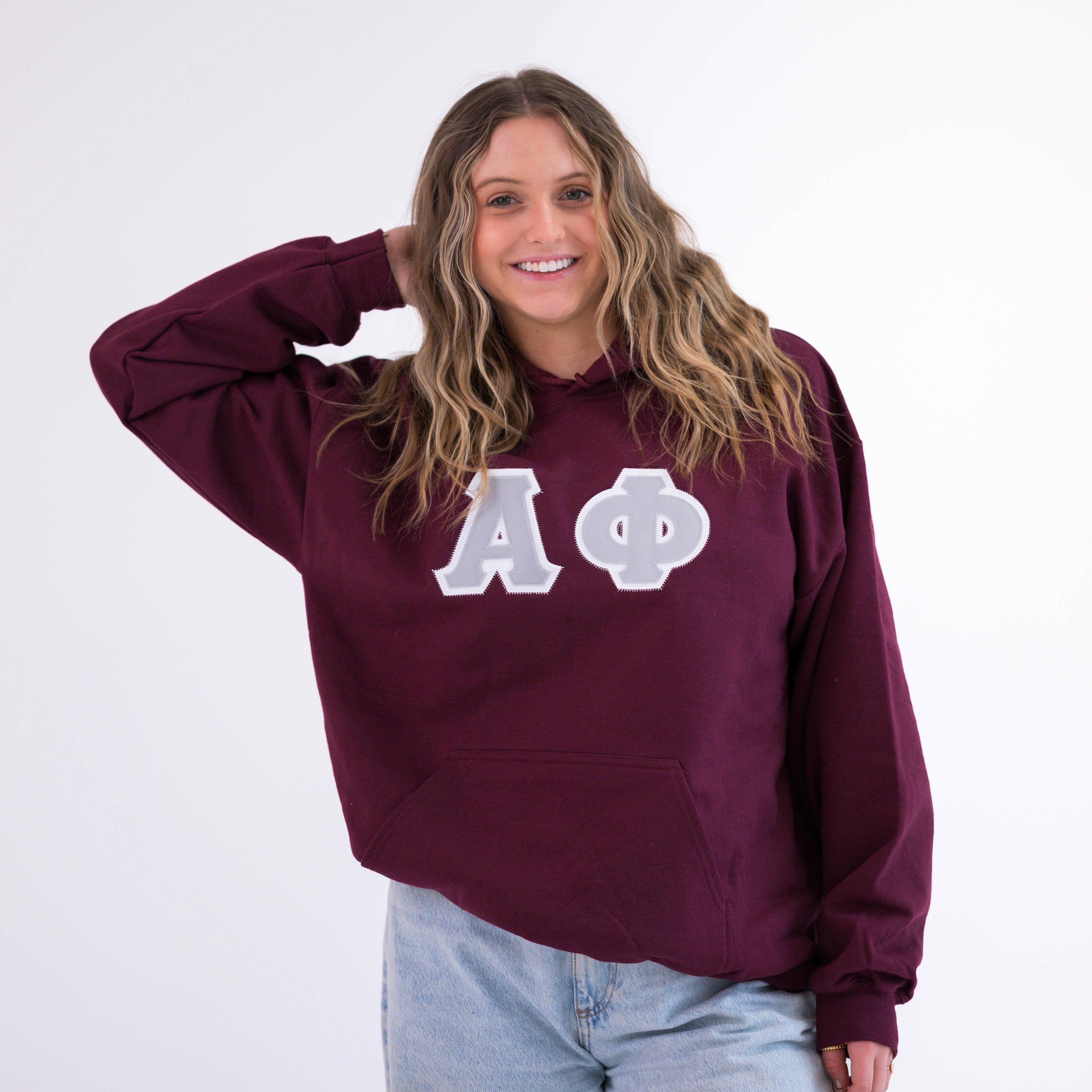 Basic Greek Letter Hoodie Sweatshirt - Alpha Phi