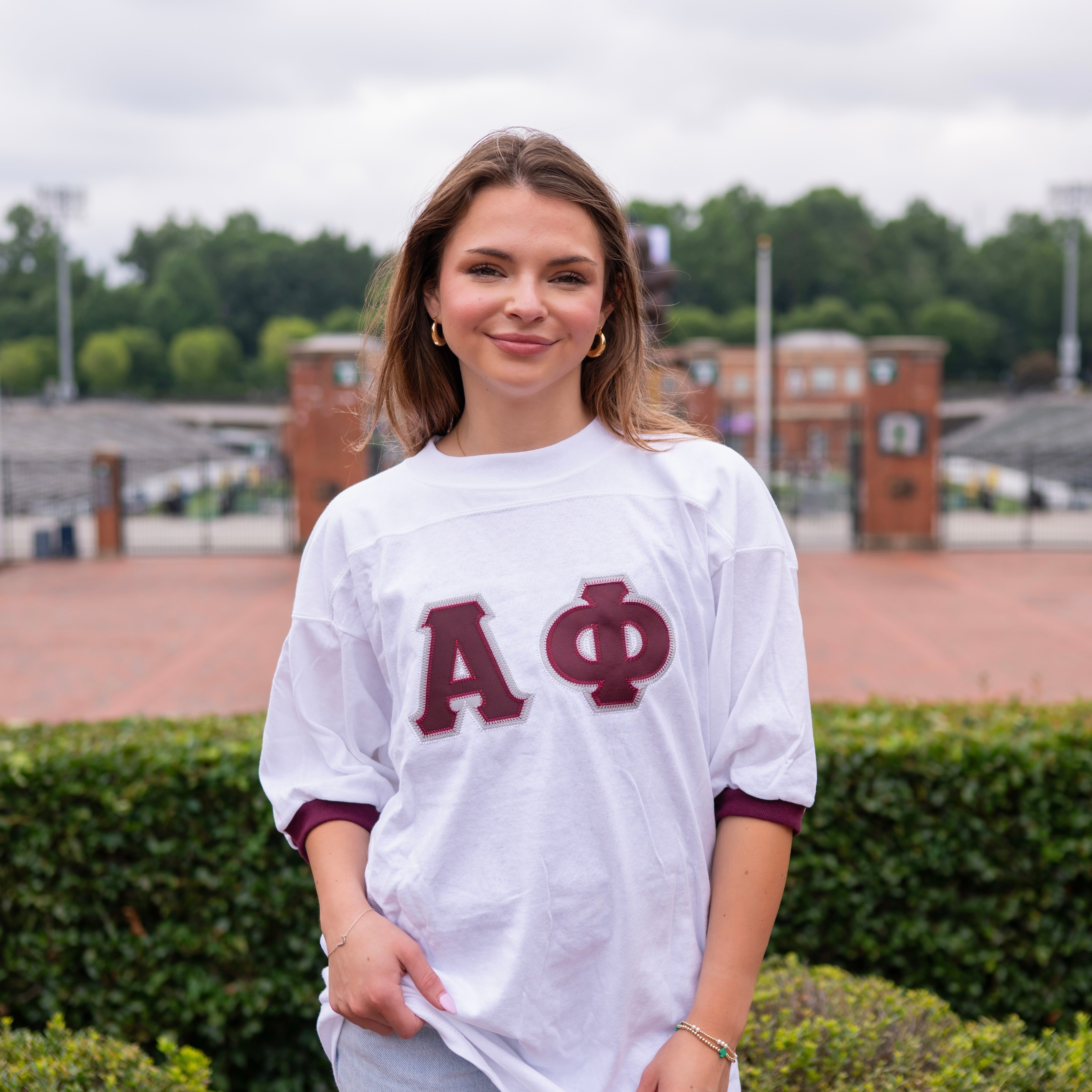 Basic Greek Letter Crew Neck Jersey - Alpha Phi
