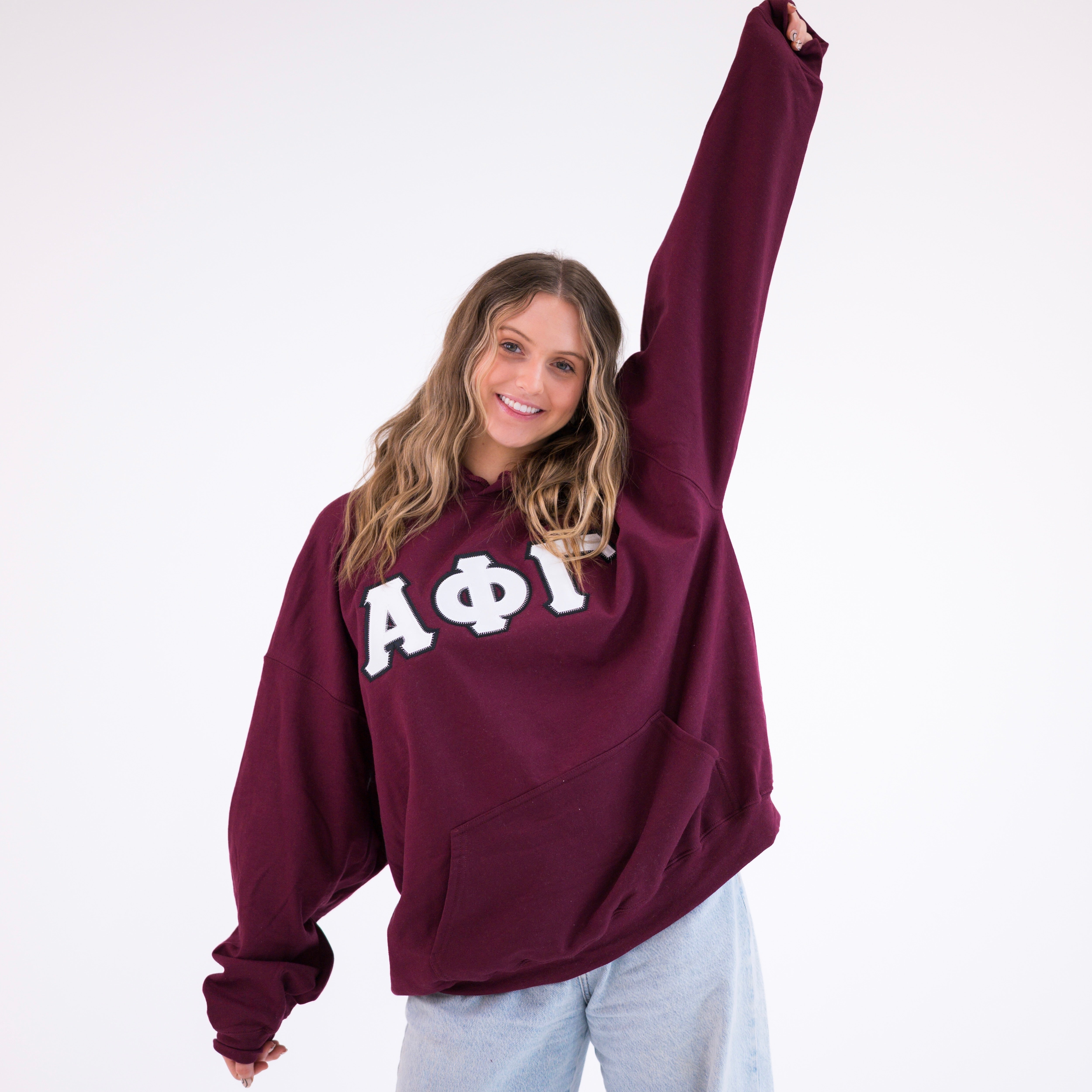Basic Greek Letter Hoodie Sweatshirt - Alpha Phi Gamma