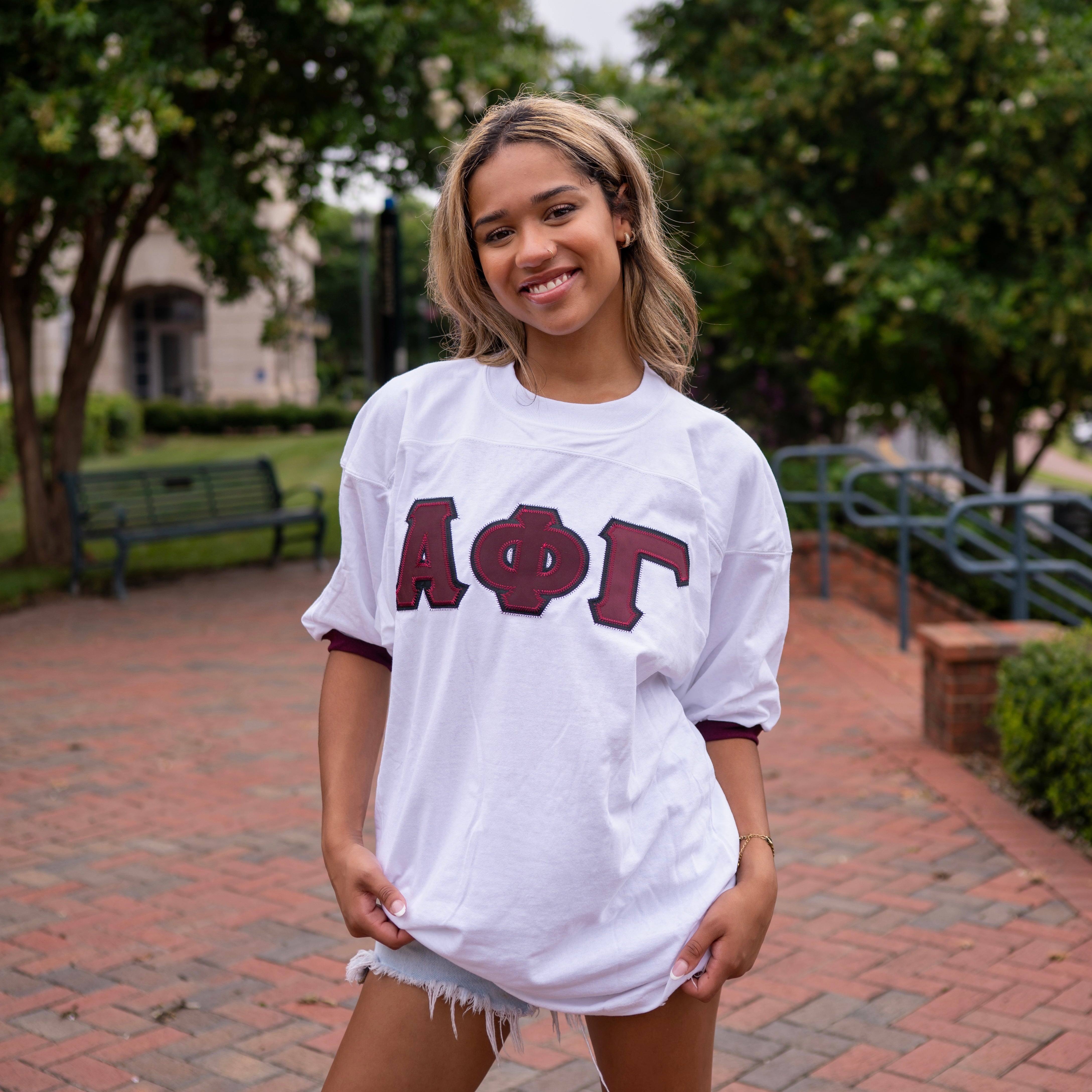 Basic Greek Letter Crew Neck Jersey - Alpha Phi Gamma