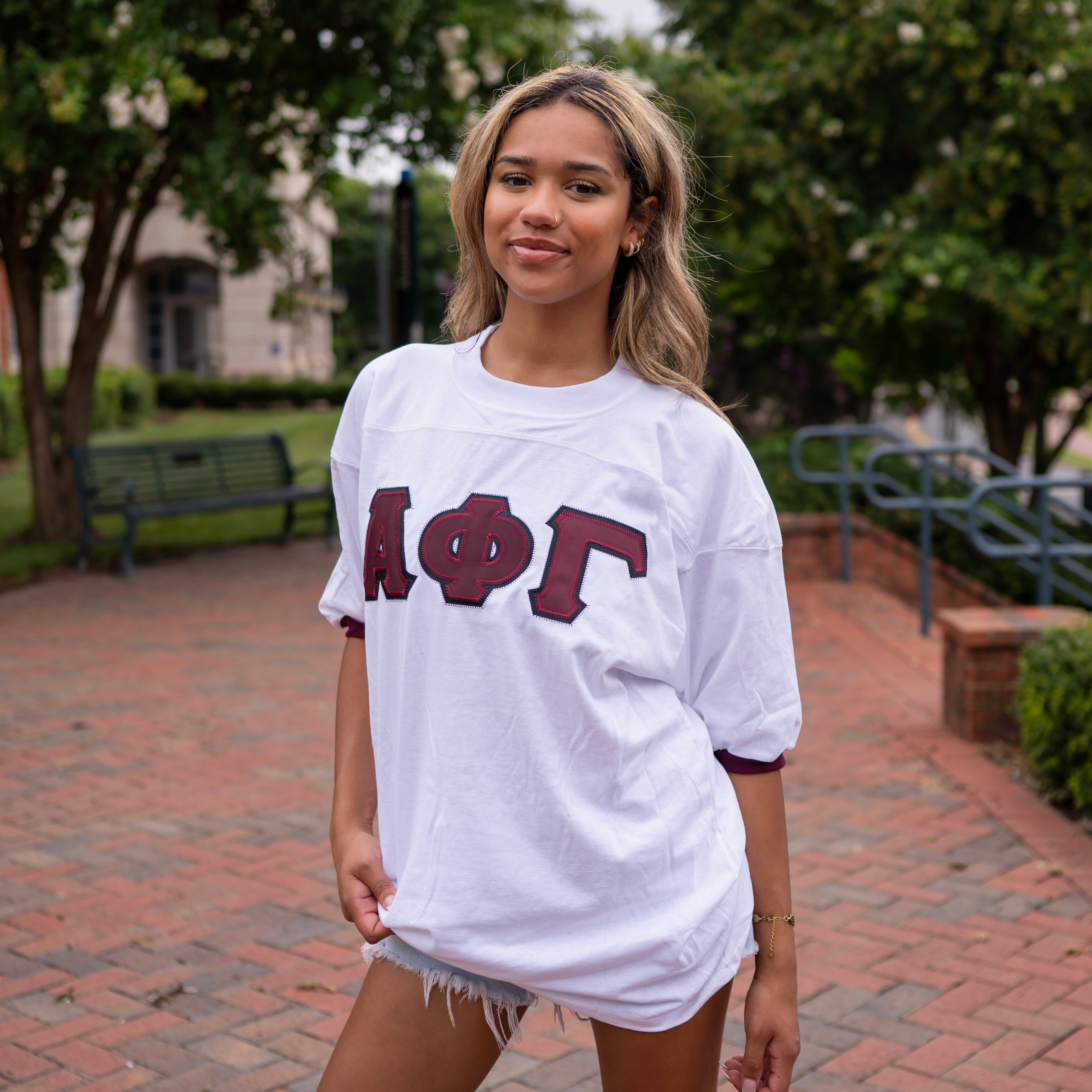 Basic Greek Letter Crew Neck Jersey - Alpha Phi Gamma