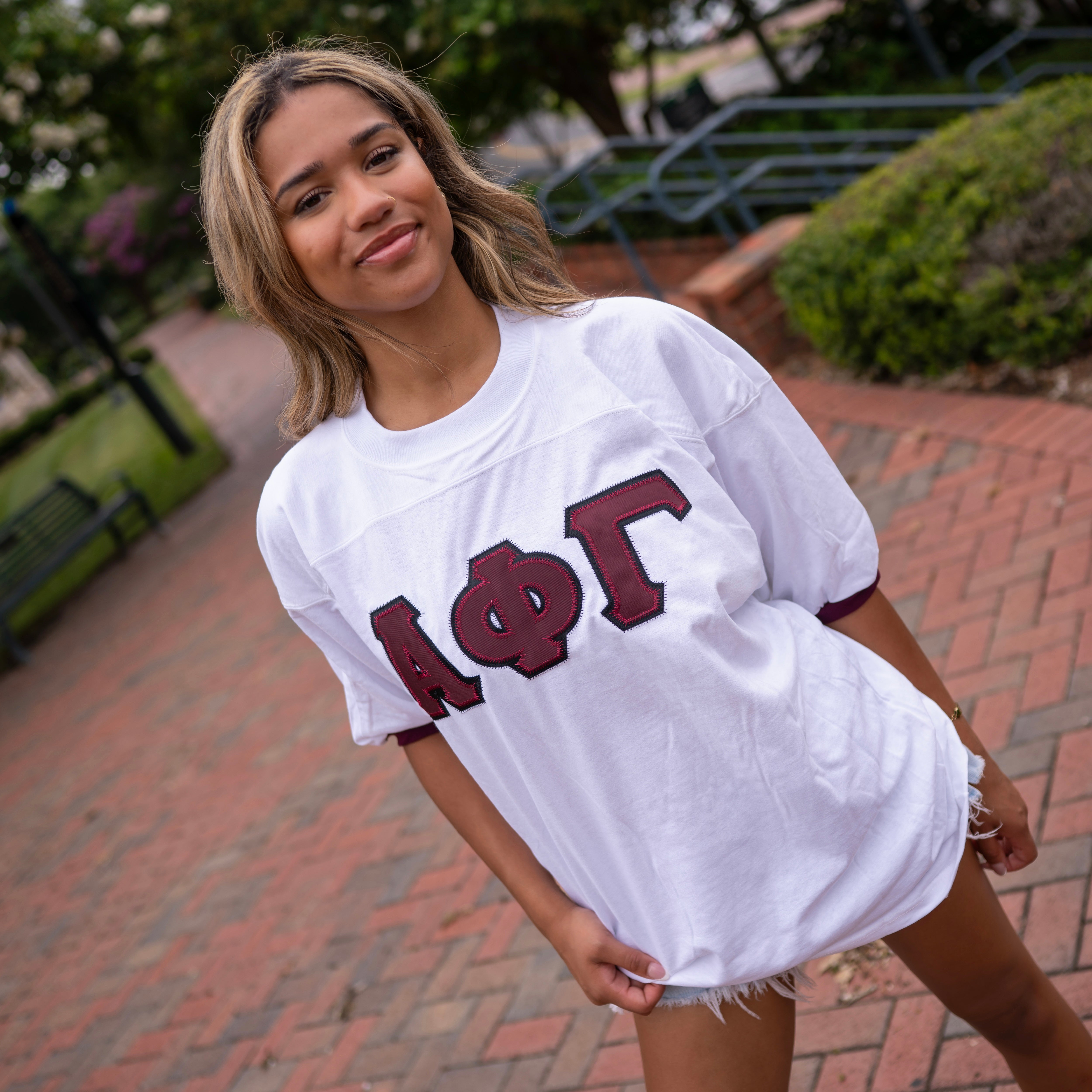 Basic Greek Letter Crew Neck Jersey - Alpha Phi Gamma