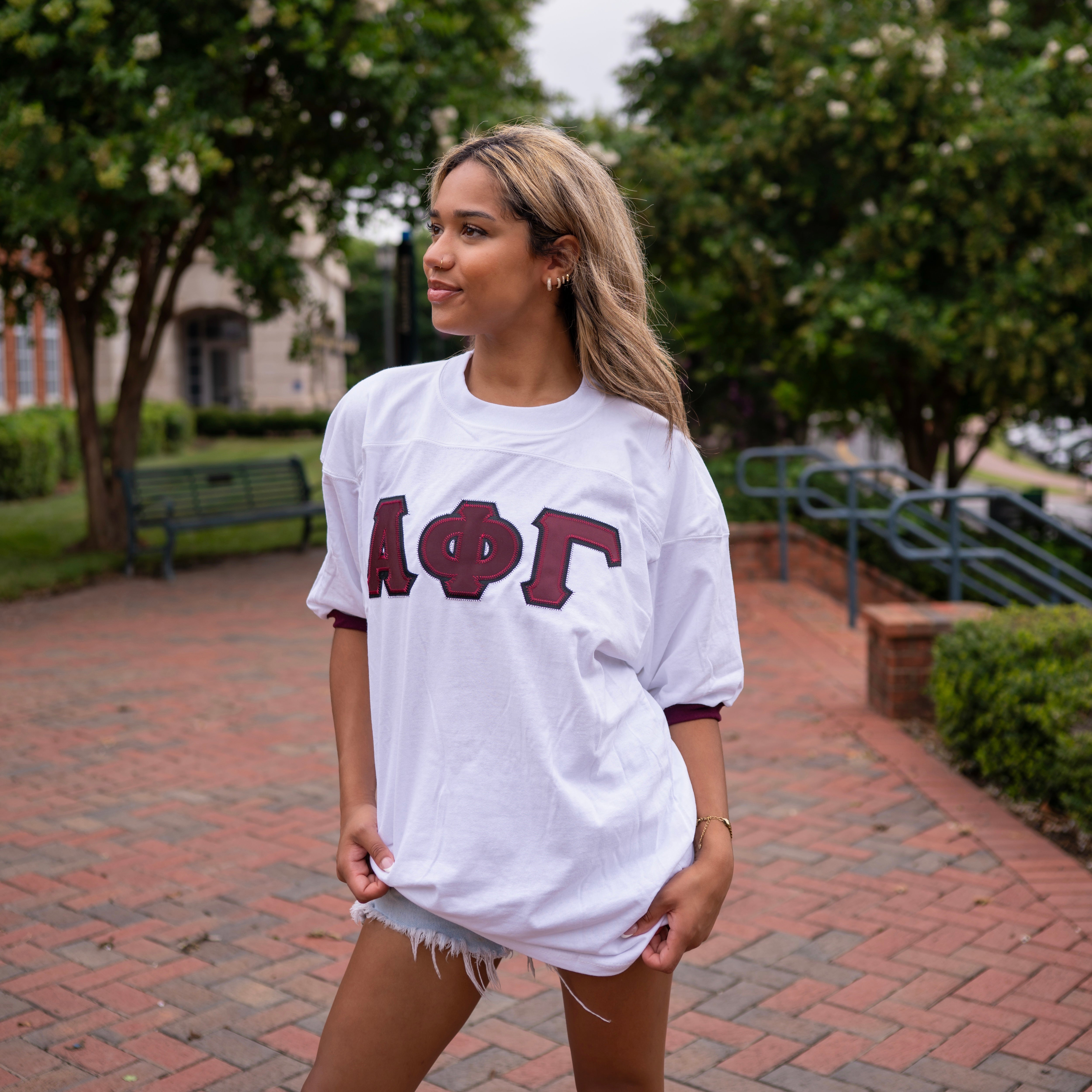 Basic Greek Letter Crew Neck Jersey - Alpha Phi Gamma