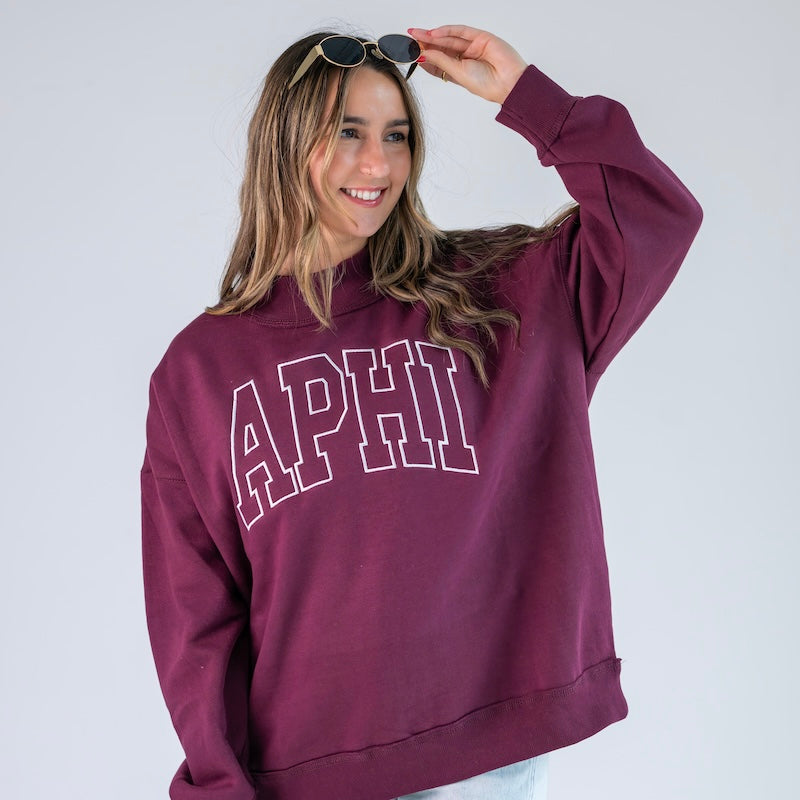 Main Character Embroidered Mockneck Sweatshirt - Alpha Phi