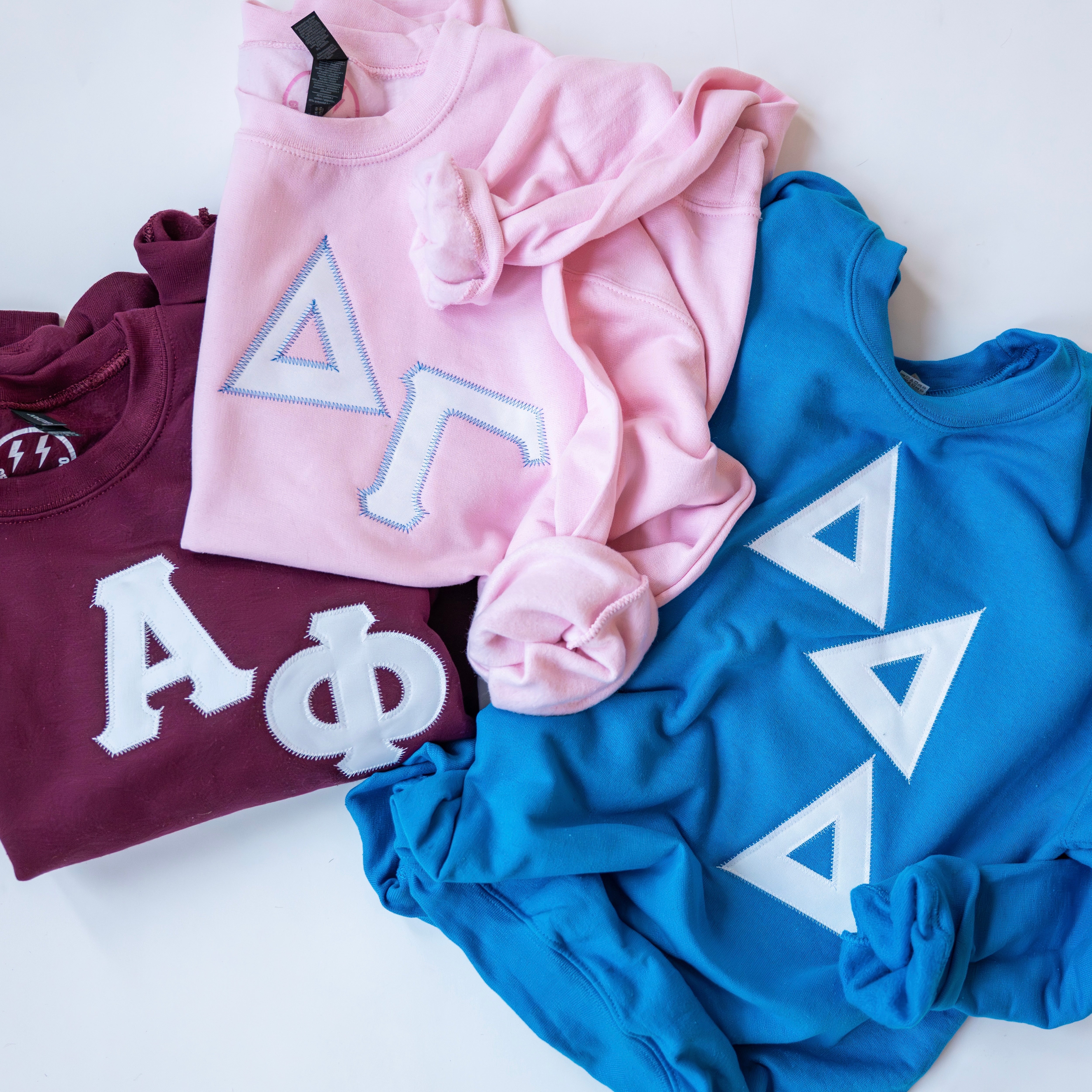 Asymmetrical Greek Letter Crewneck Sweatshirt - Delta Delta Delta