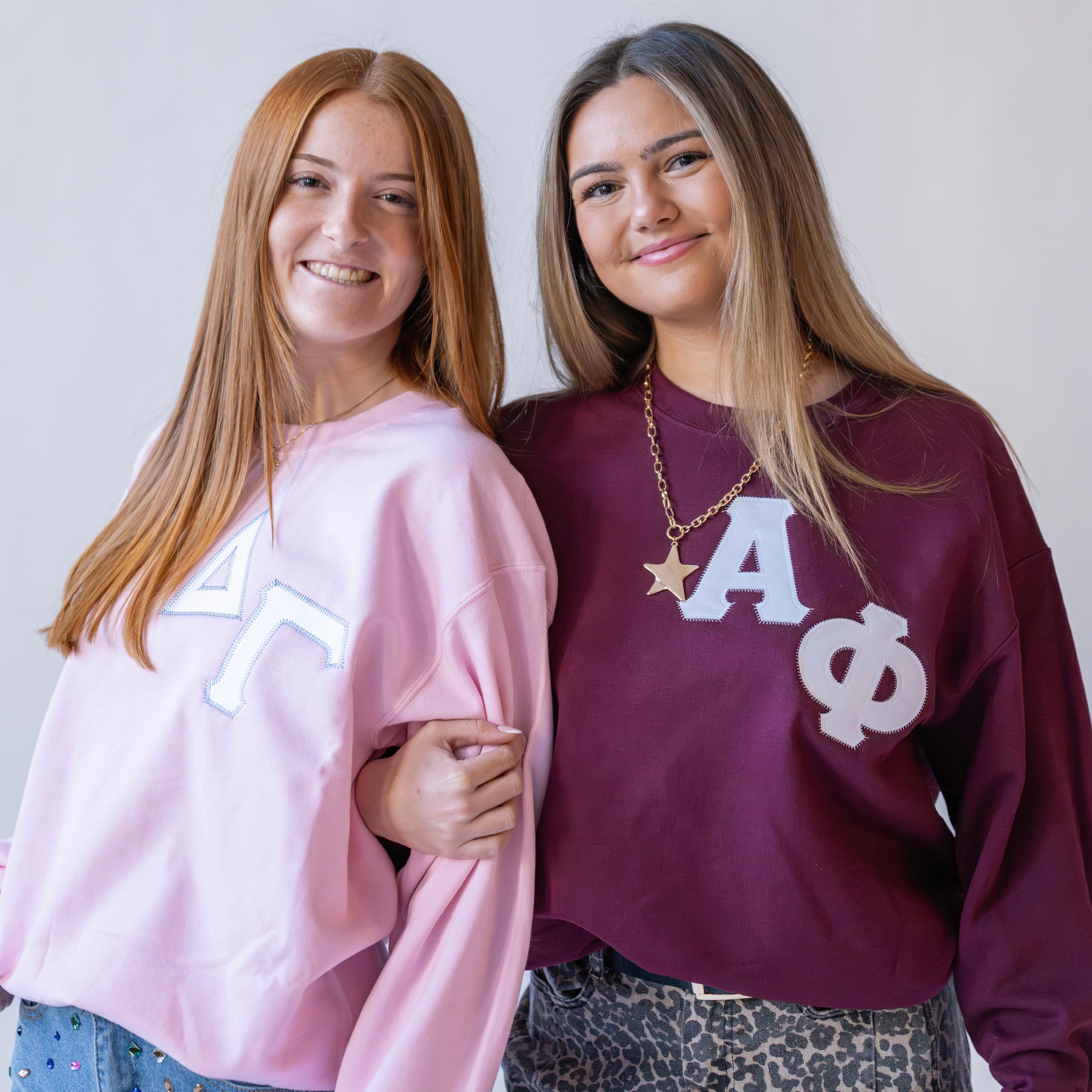 Asymmetrical Greek Letter Crewneck Sweatshirt - Alpha Phi