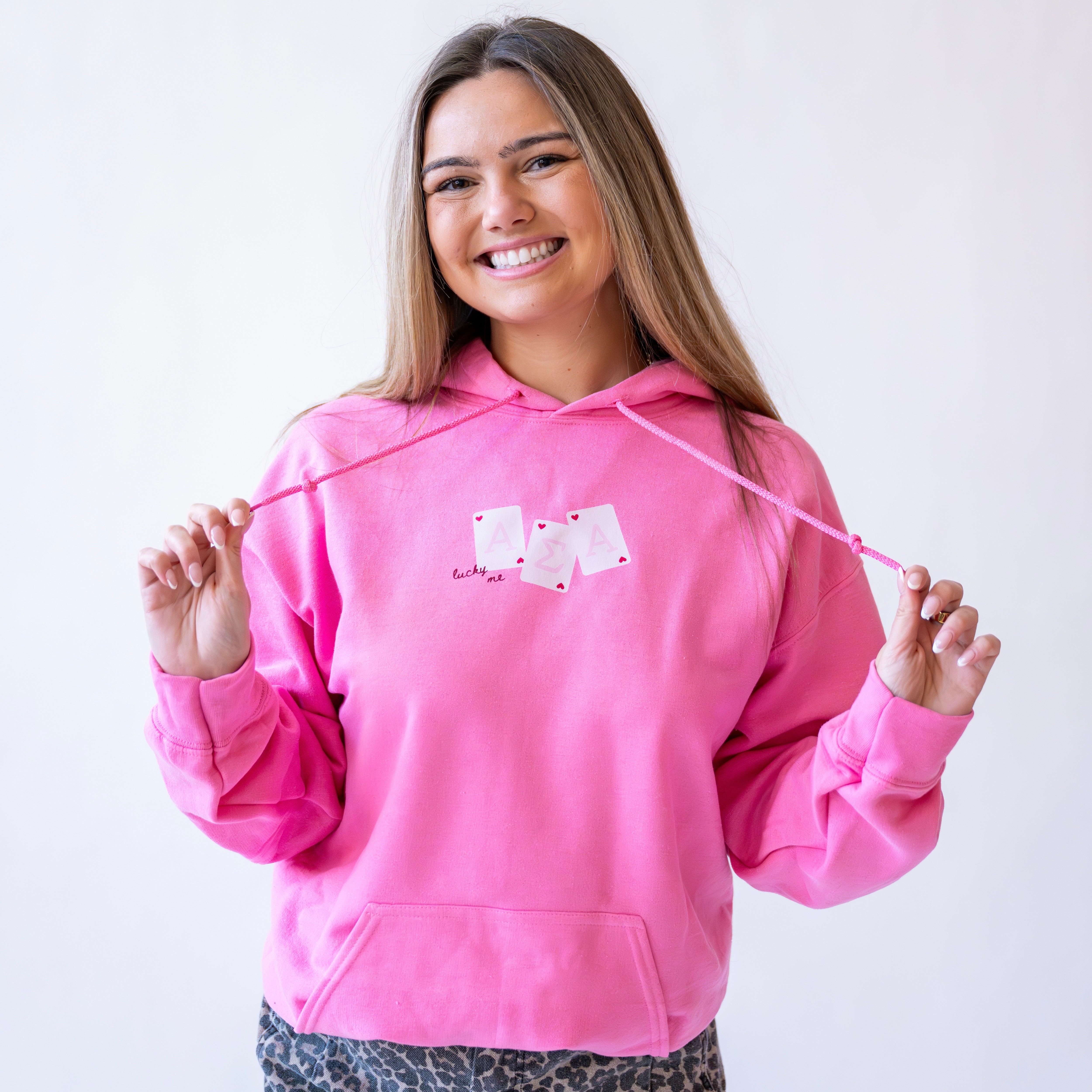 Lucky Me Queen of Hearts Hoodie Sweatshirt - Alpha Sigma Alpha