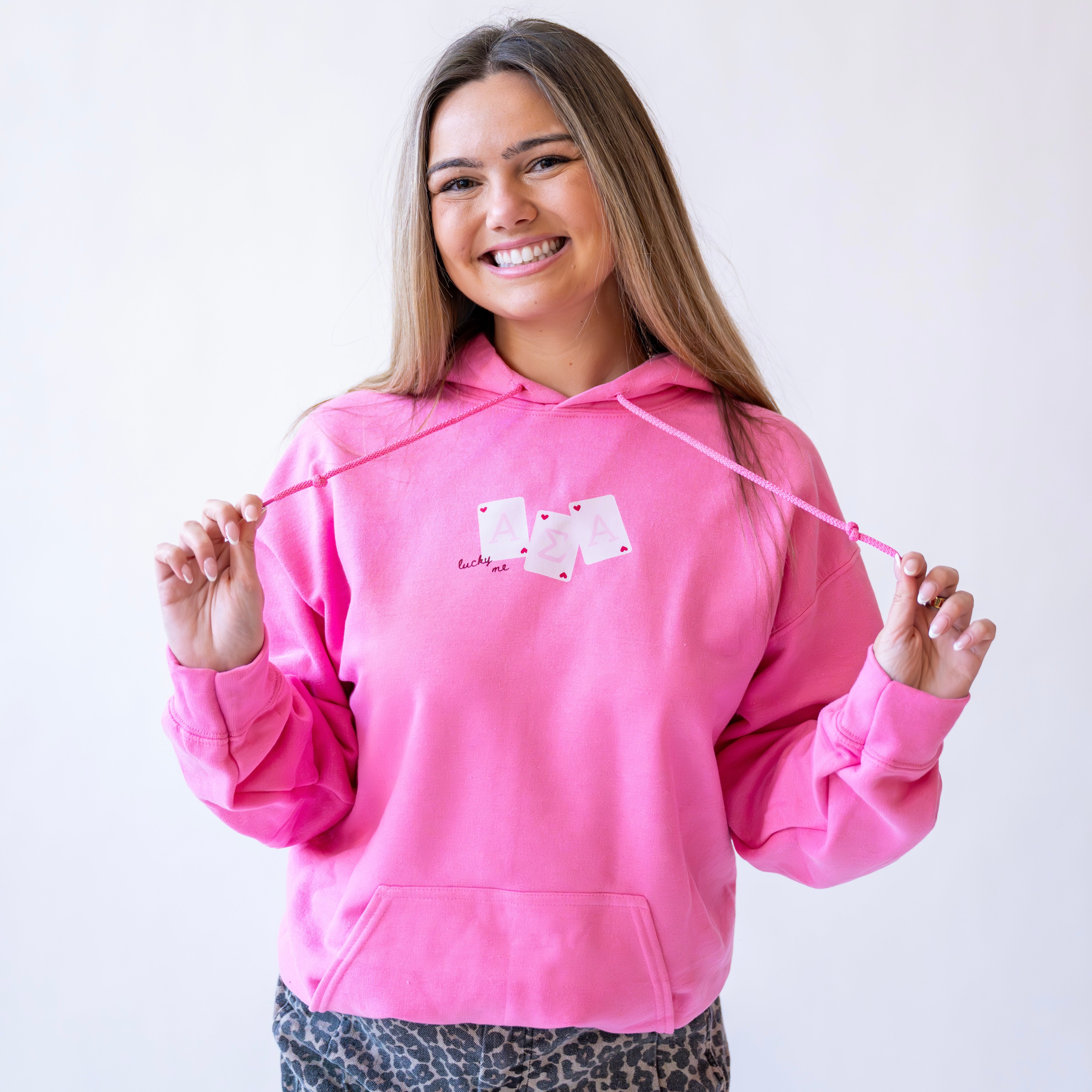 Lucky Me Queen of Hearts Hoodie Sweatshirt - Alpha Sigma Alpha