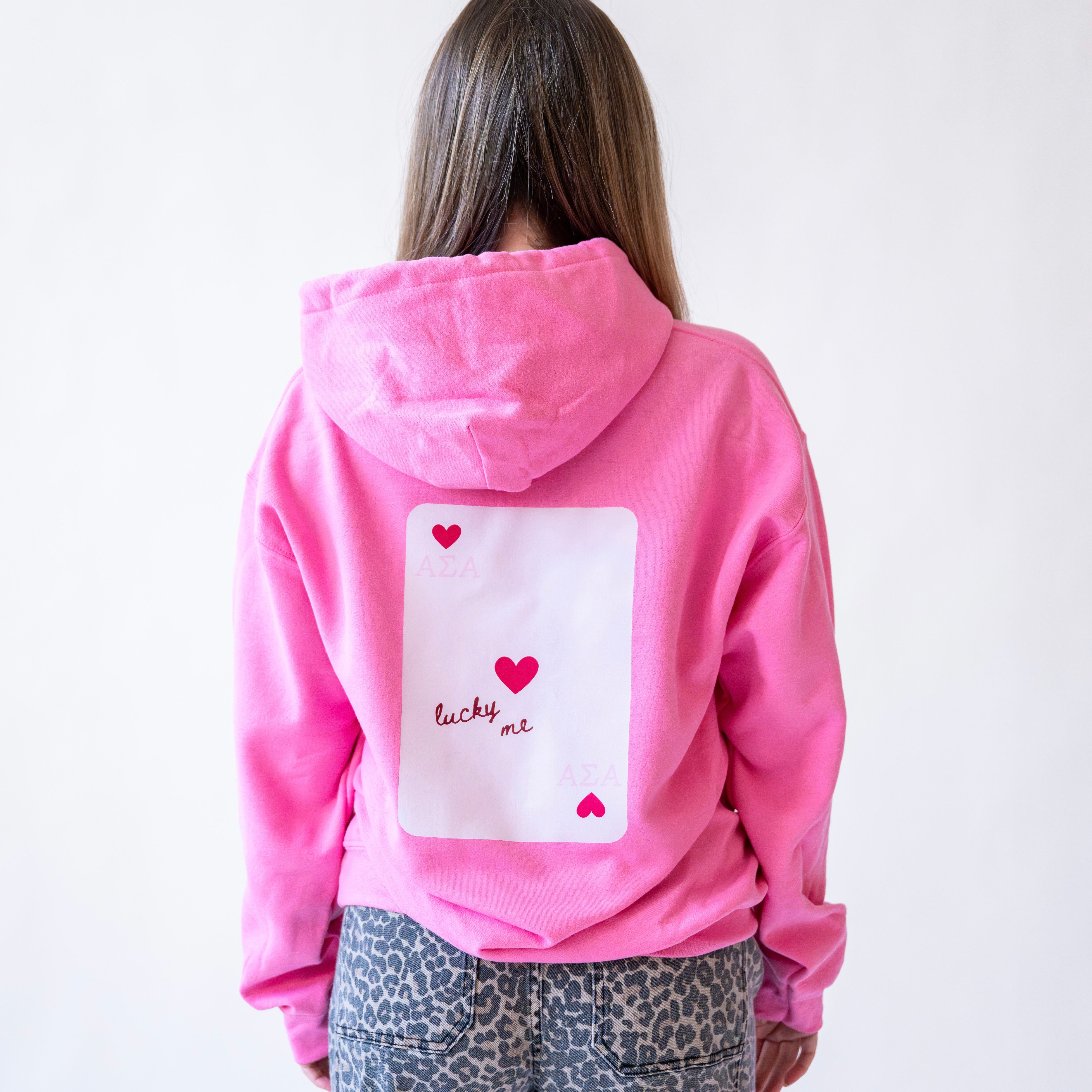 Lucky Me Queen of Hearts Hoodie Sweatshirt - Alpha Sigma Alpha