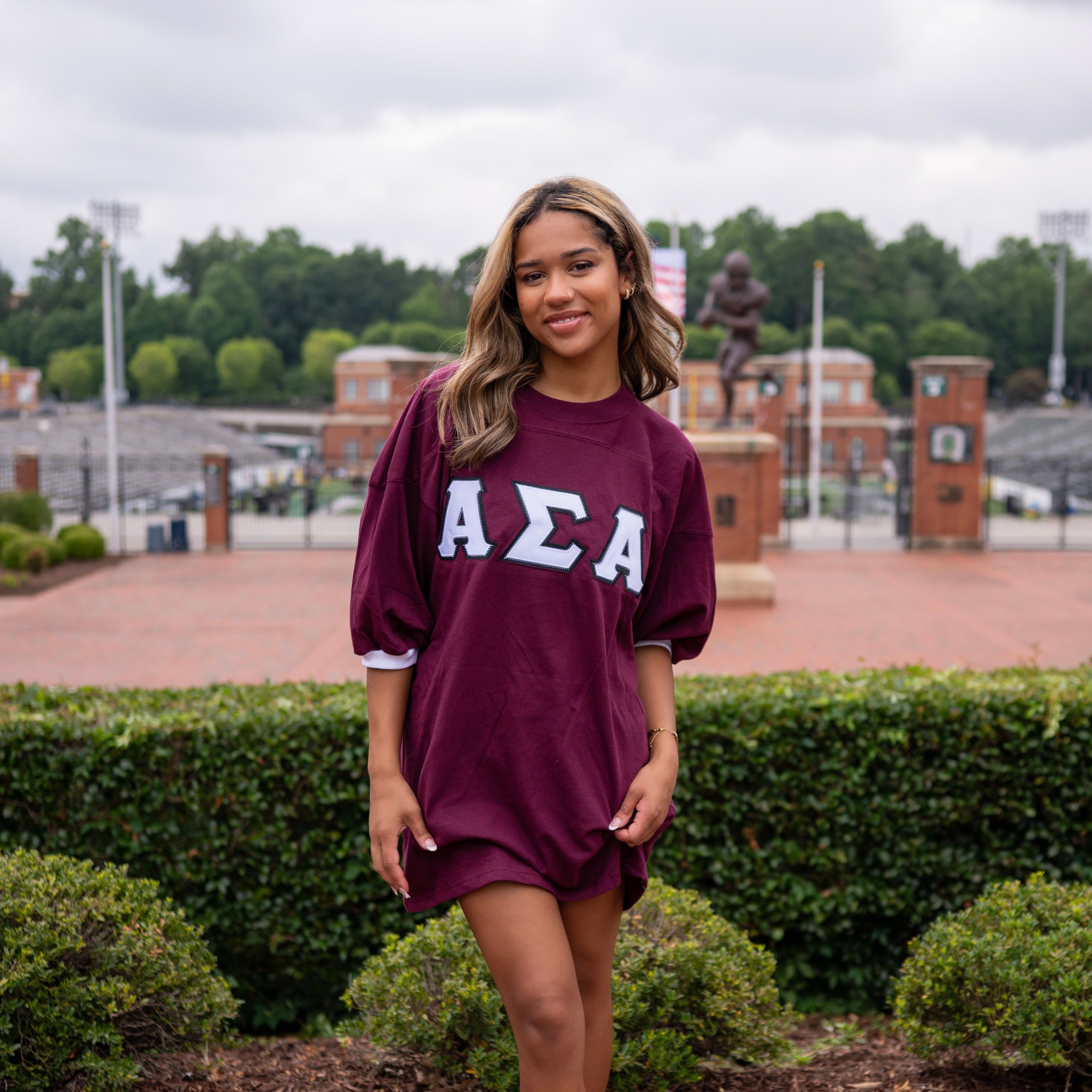 Basic Greek Letter Crew Neck Jersey - Alpha Sigma Alpha
