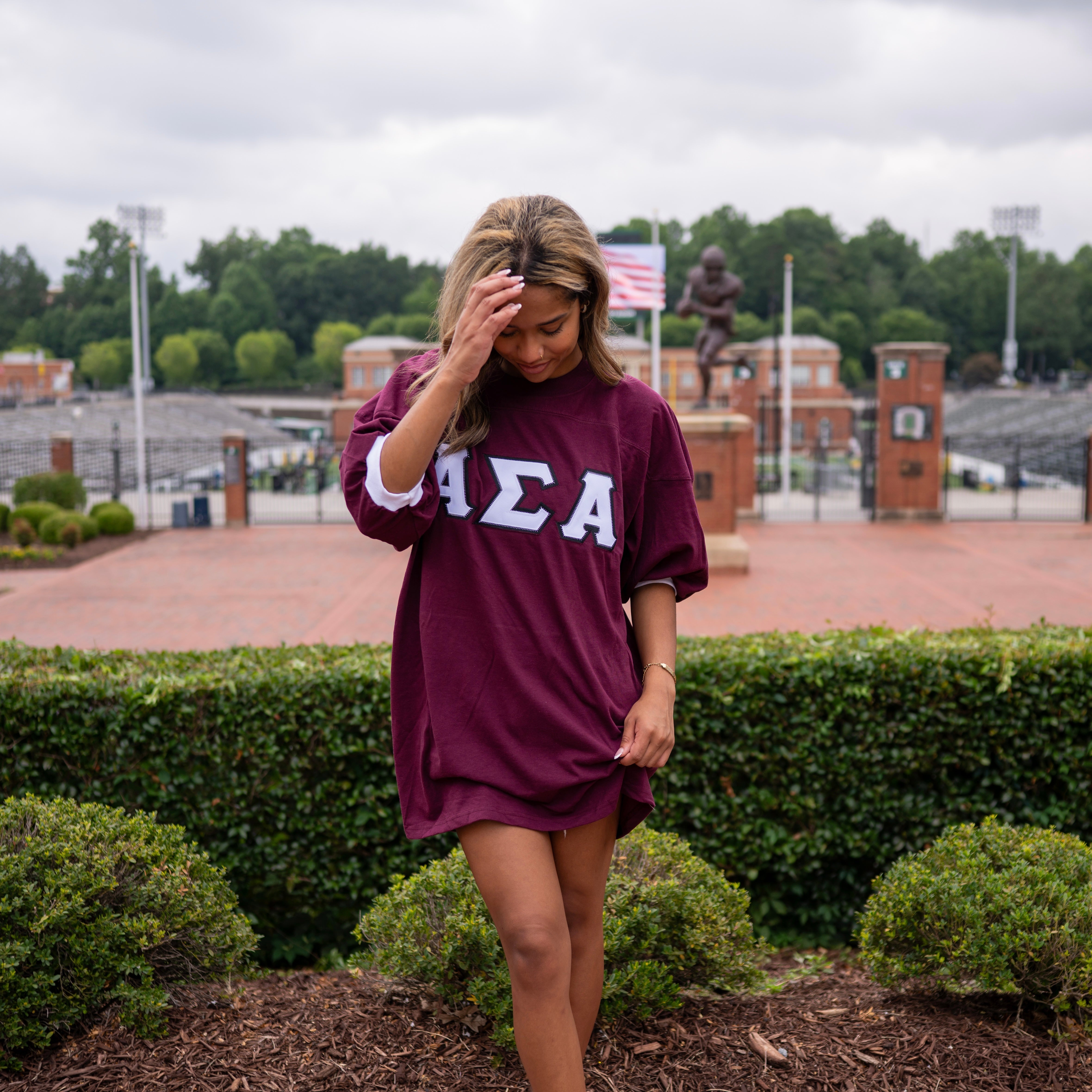 Basic Greek Letter Crew Neck Jersey - Alpha Sigma Alpha