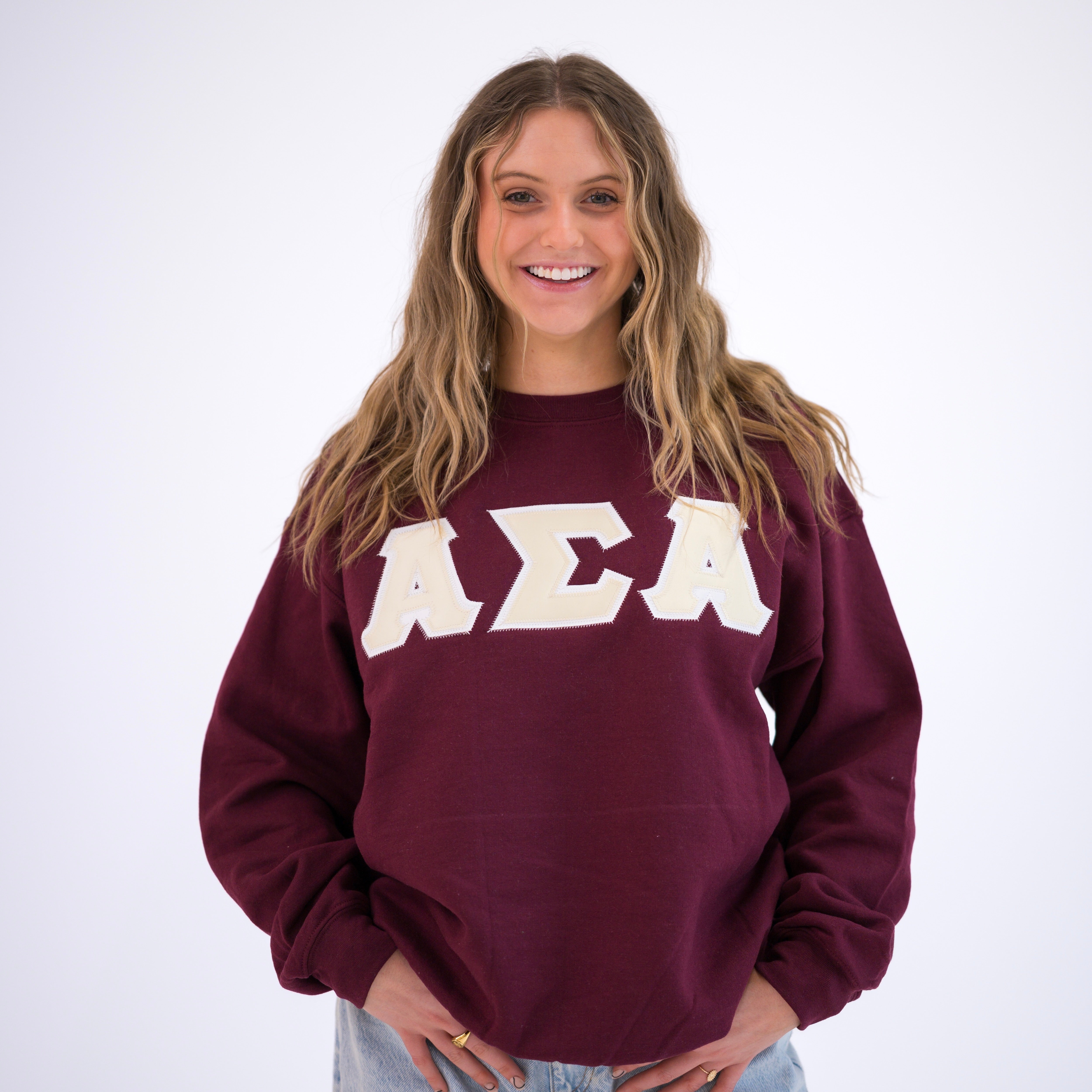 Basic Greek Letter Crewneck Sweatshirt - Alpha Sigma Alpha