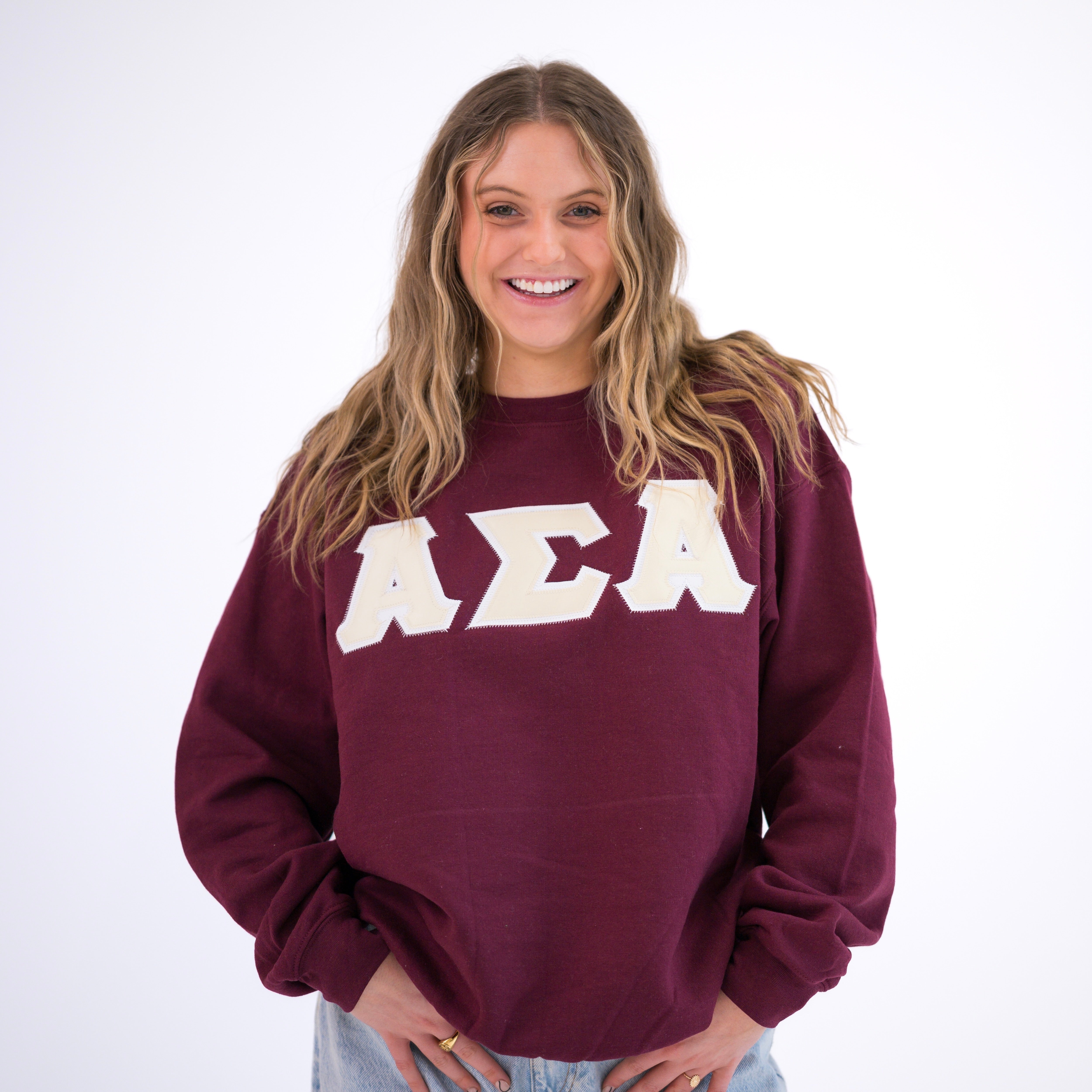 Basic Greek Letter Crewneck Sweatshirt - Alpha Sigma Alpha