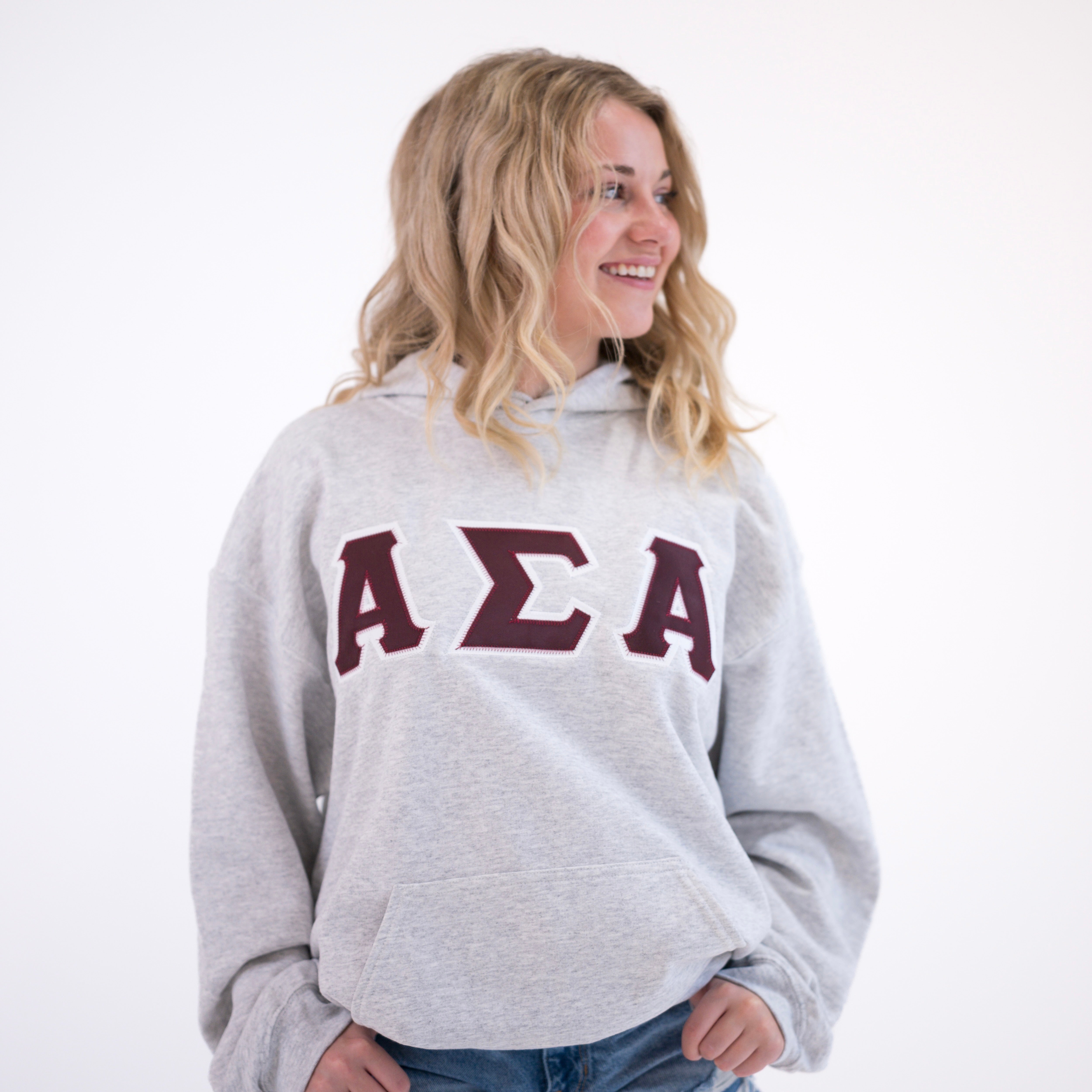 Basic Greek Letter Hoodie Sweatshirt - Alpha Sigma Alpha