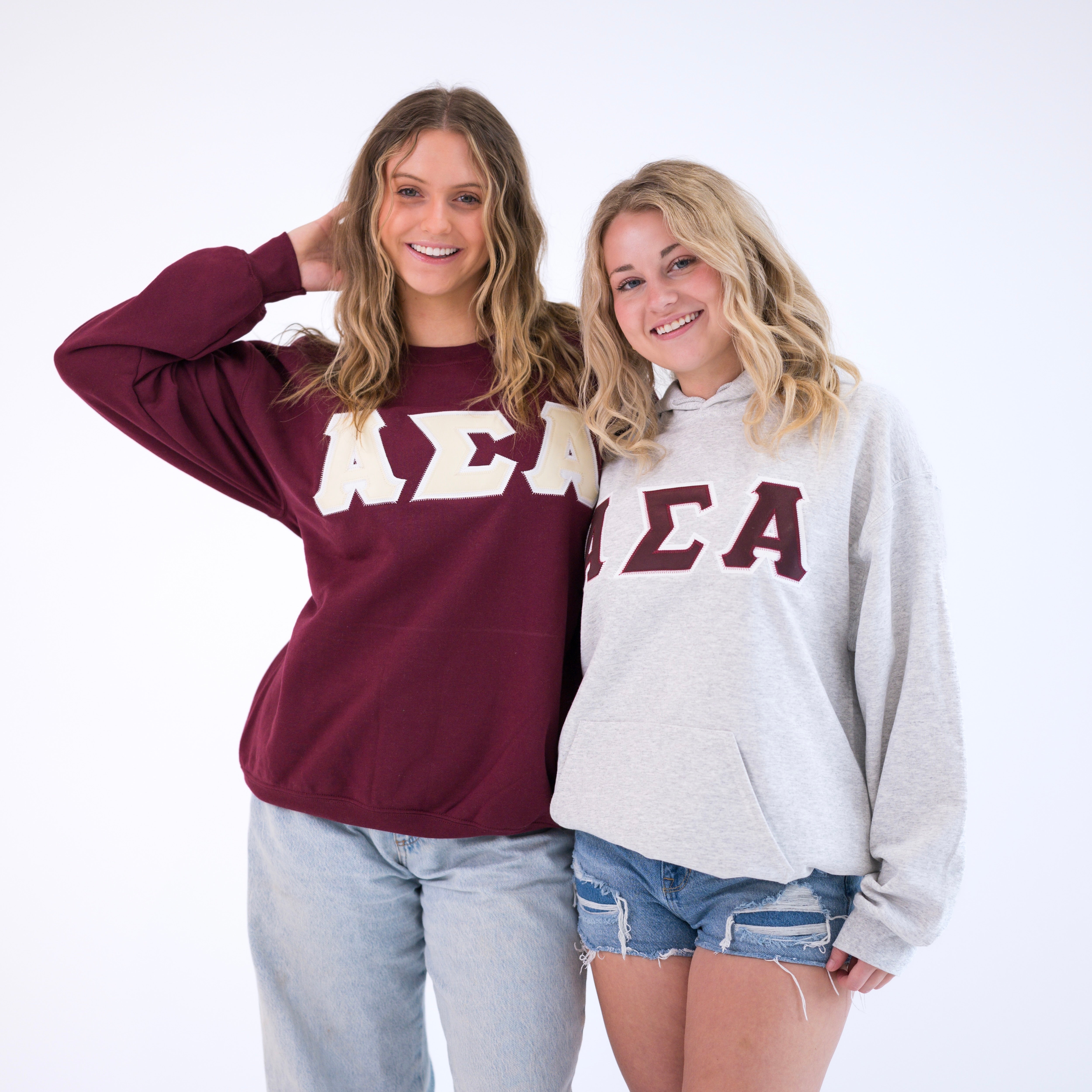 Basic Greek Letter Hoodie Sweatshirt - Alpha Sigma Alpha