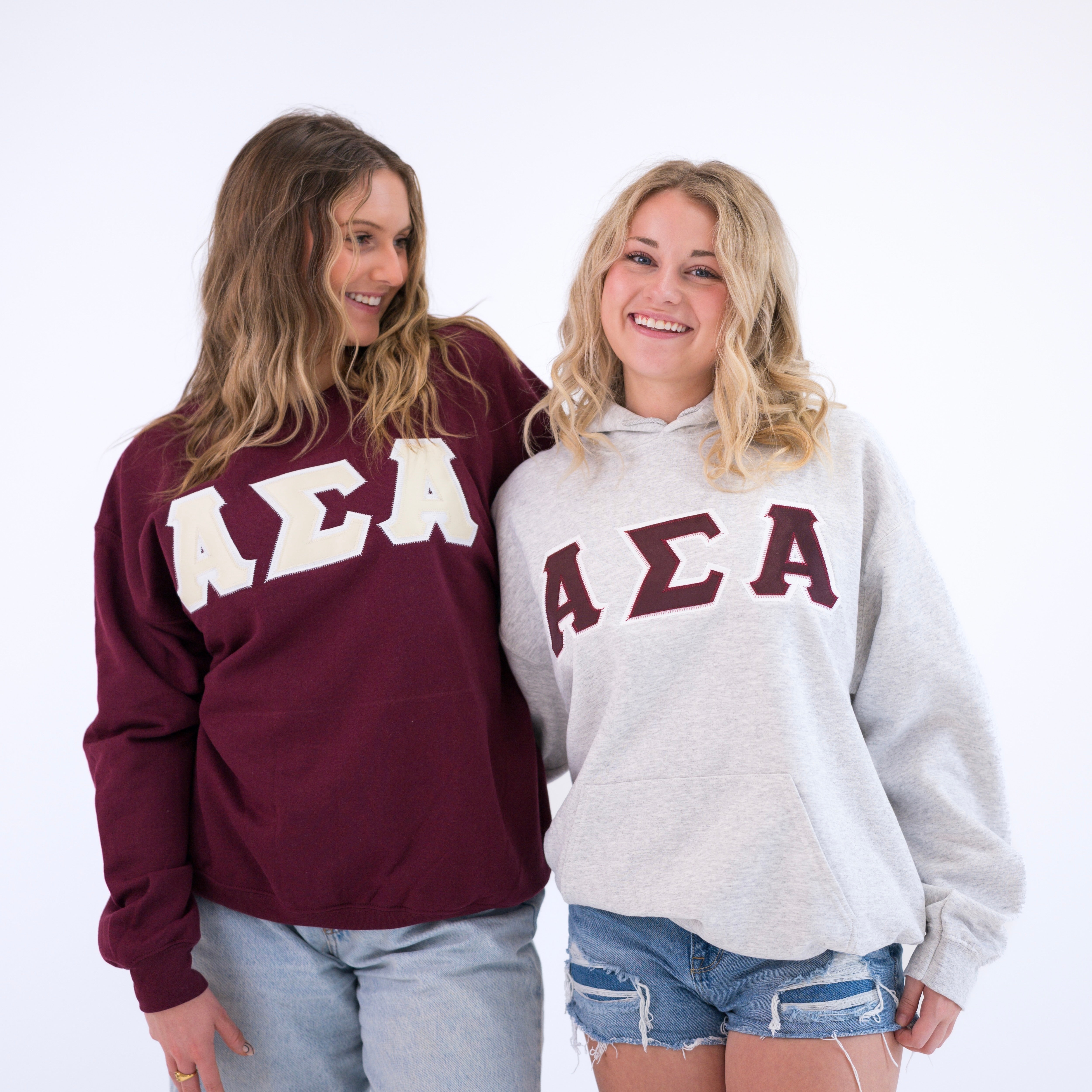 Basic Greek Letter Hoodie Sweatshirt - Alpha Sigma Alpha