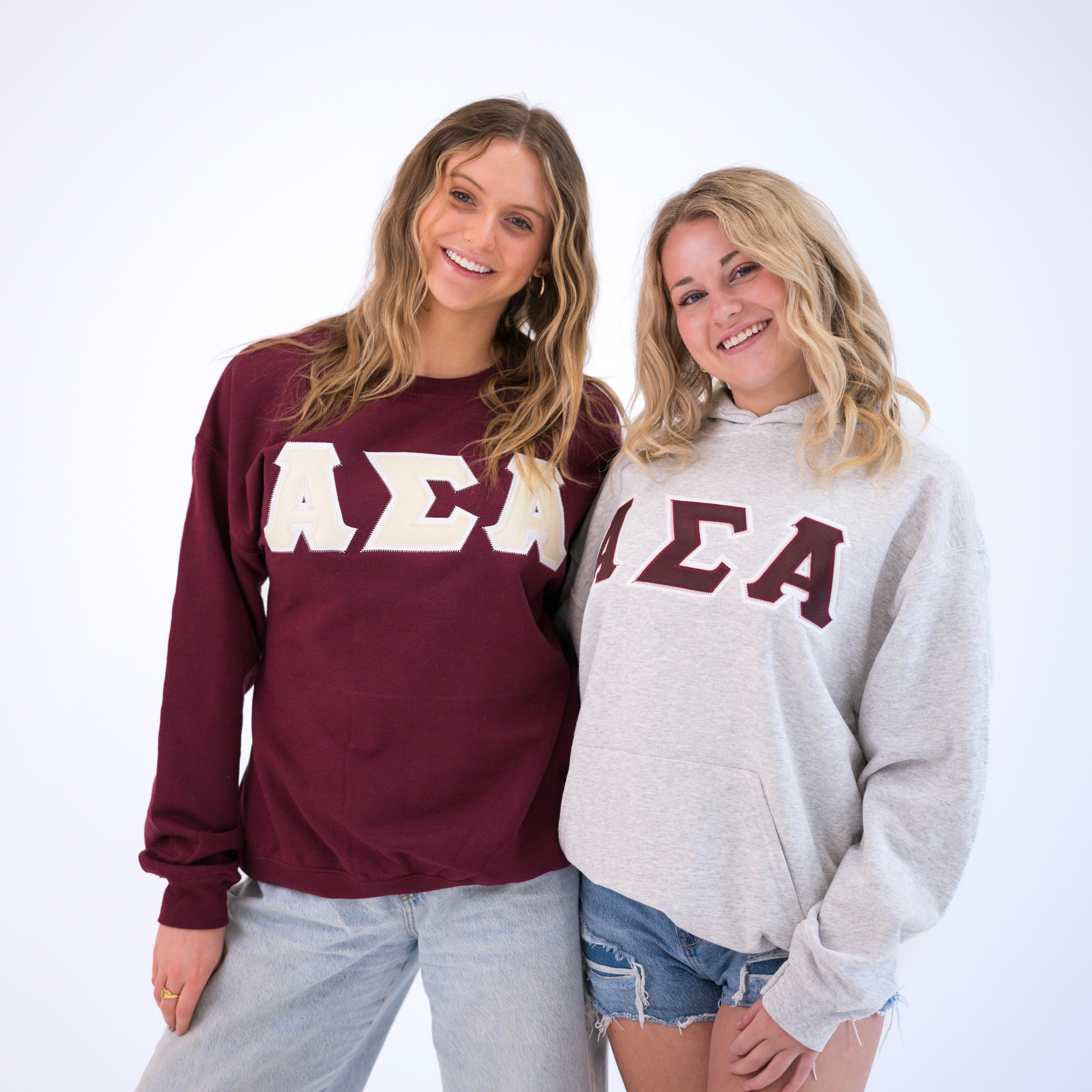 Basic Greek Letter Hoodie Sweatshirt - Alpha Sigma Alpha