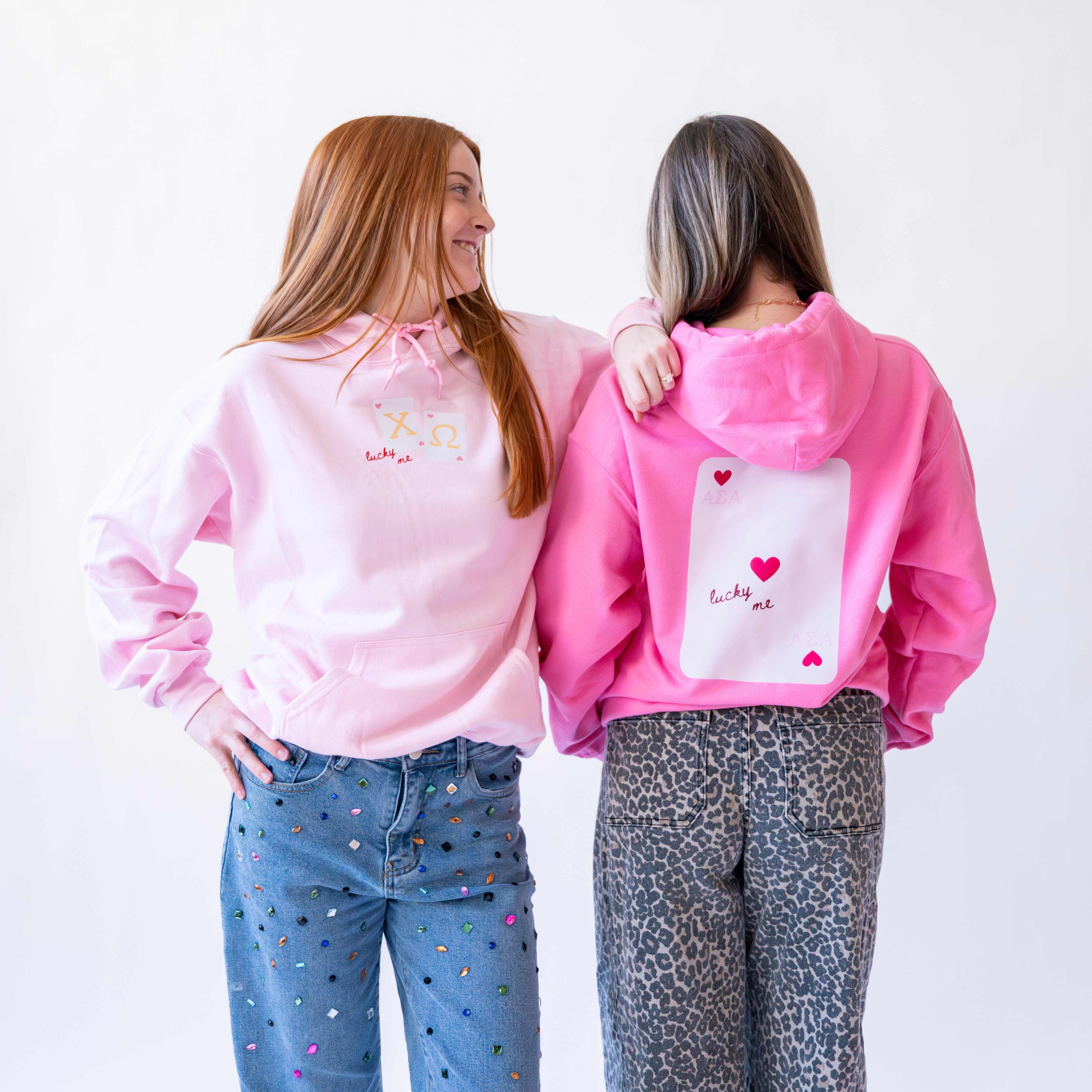 Lucky Me Queen of Hearts Hoodie Sweatshirt - Alpha Chi Omega