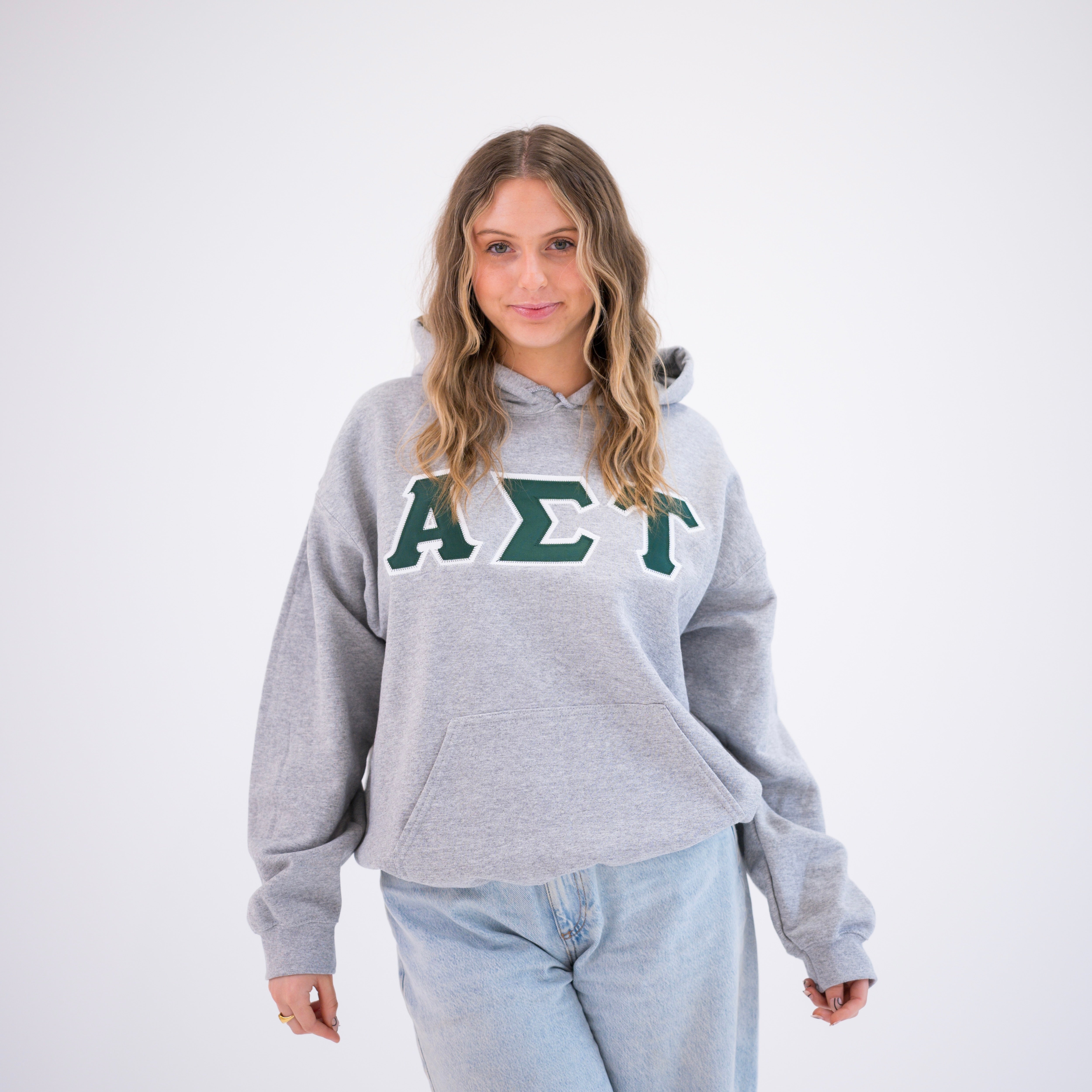 Basic Greek Letter Hoodie Sweatshirt - Alpha Sigma Tau