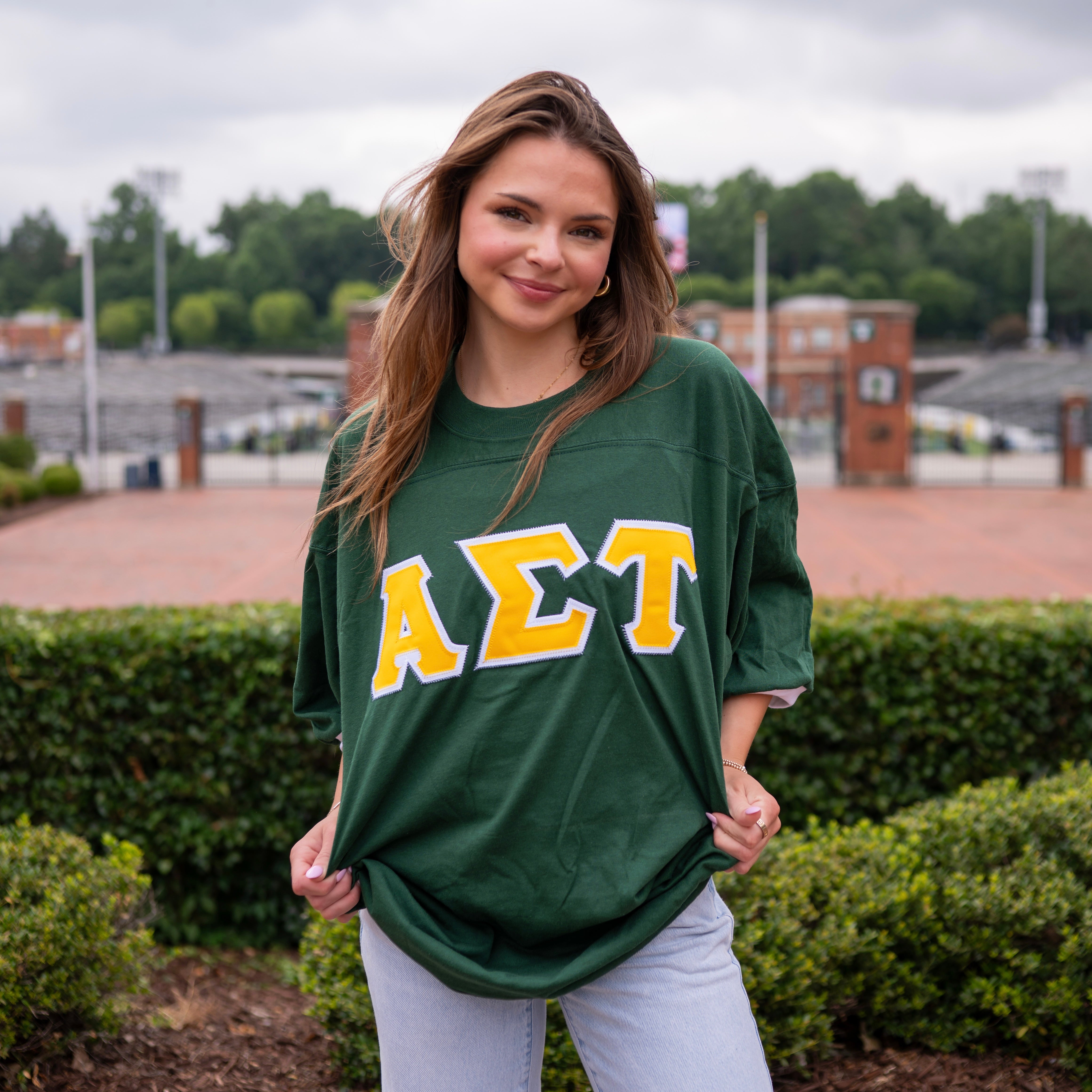 Basic Greek Letter Crew Neck Jersey - Alpha Sigma Tau