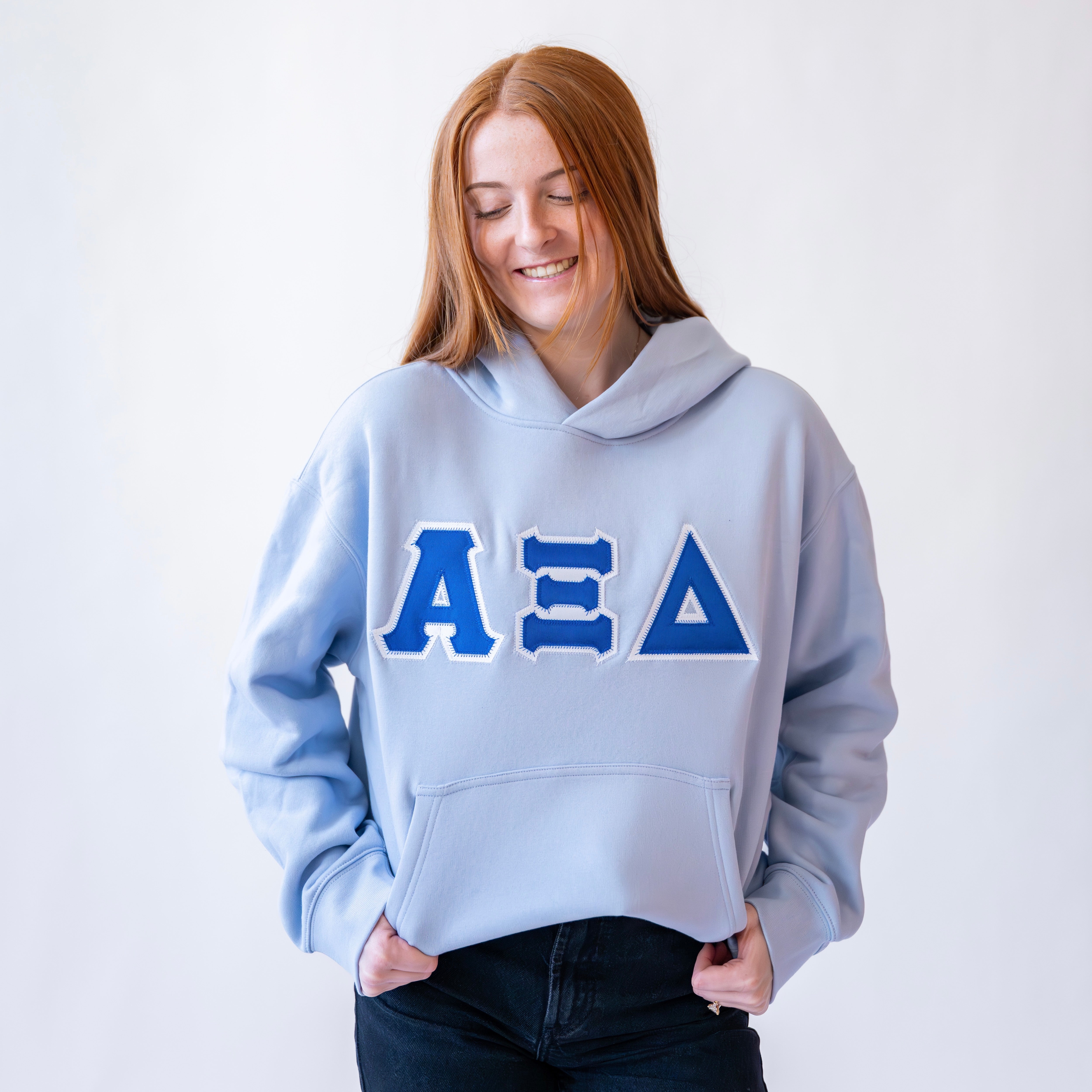 Basic Greek Letter Hoodie Sweatshirt - Alpha Xi Delta