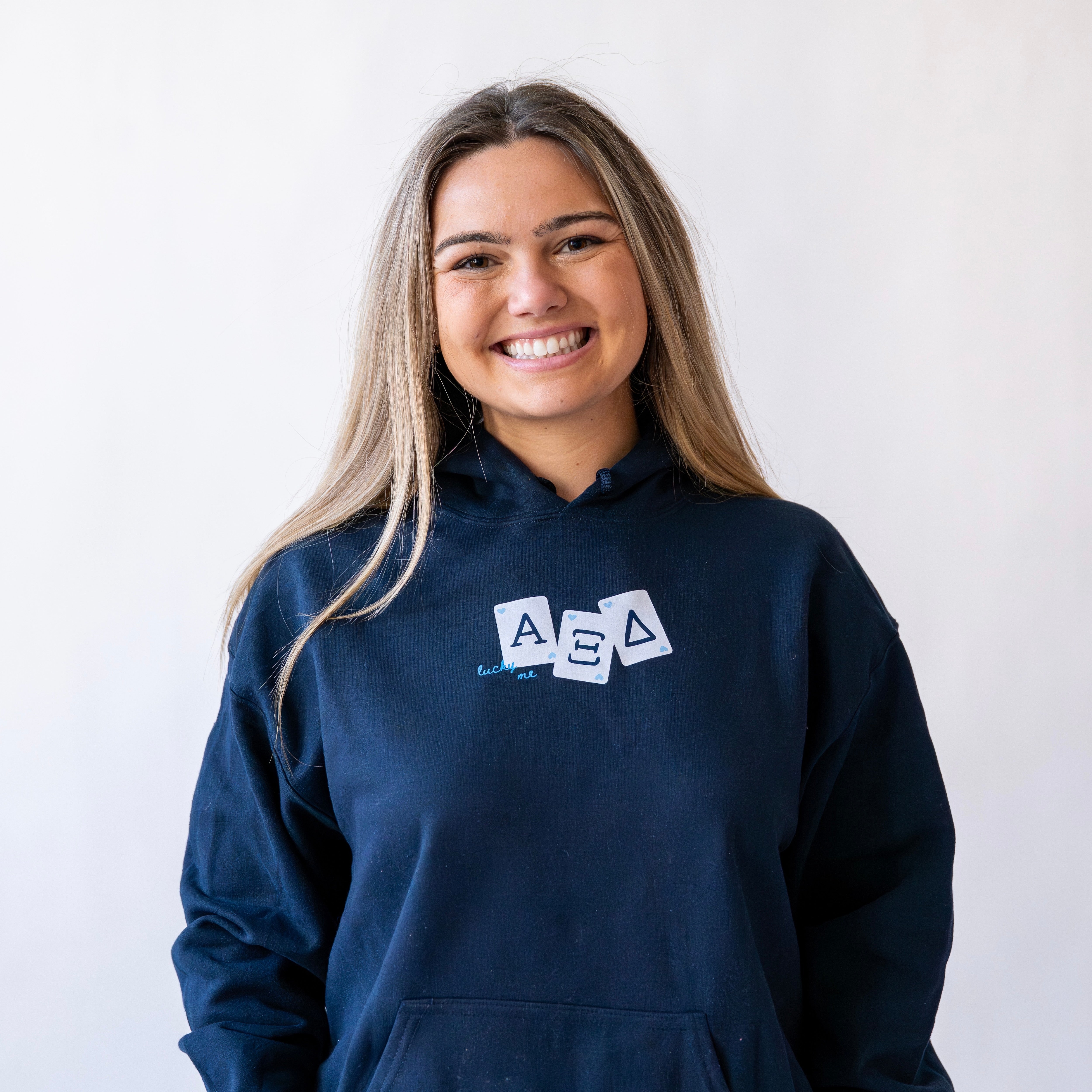 Lucky Me Queen of Hearts Hoodie Sweatshirt - Alpha Xi Delta